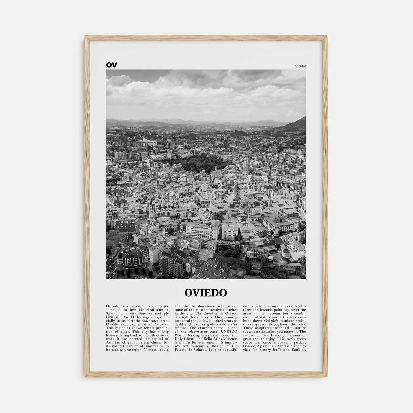 Oviedo Travel B&W Poster