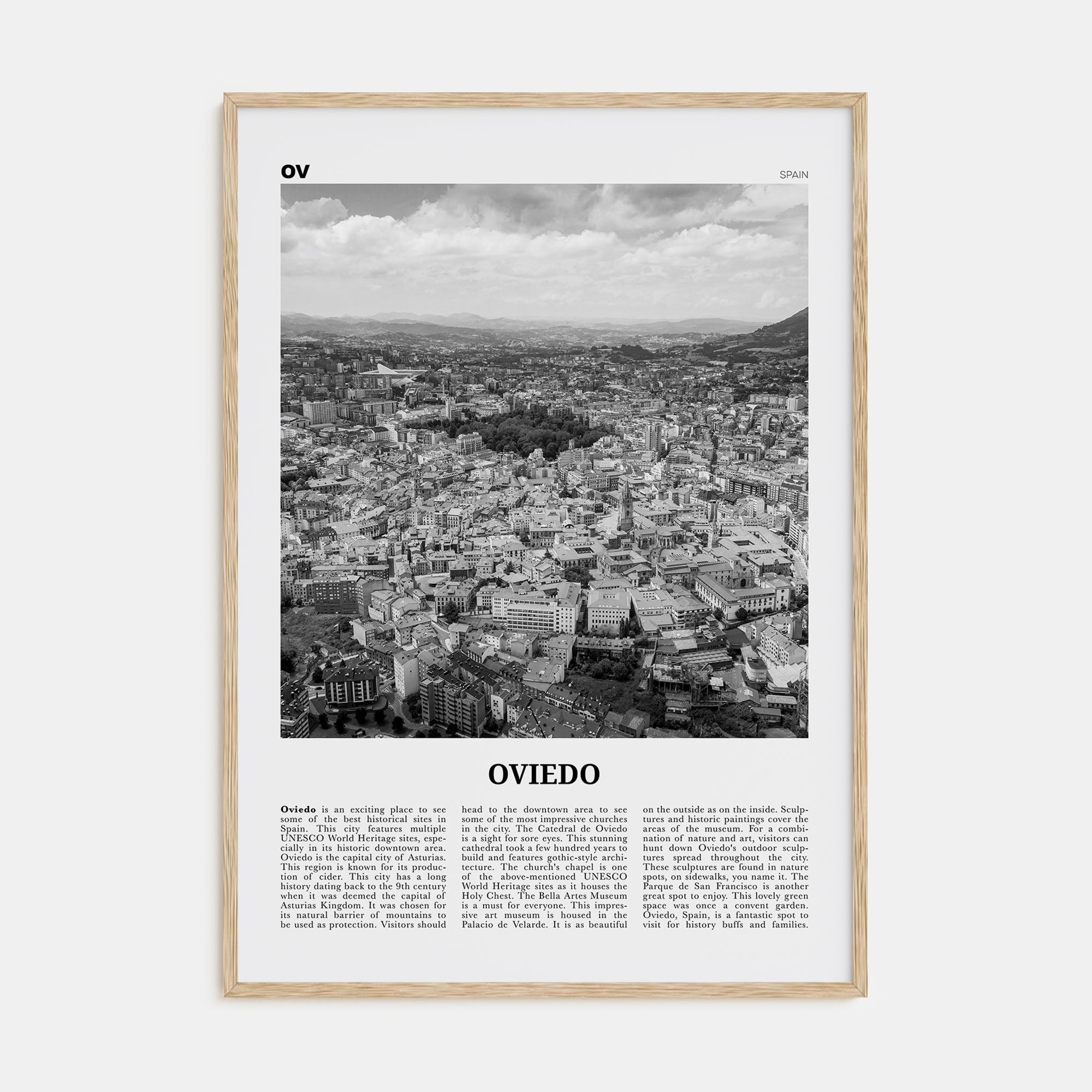 Oviedo Travel B&W Poster