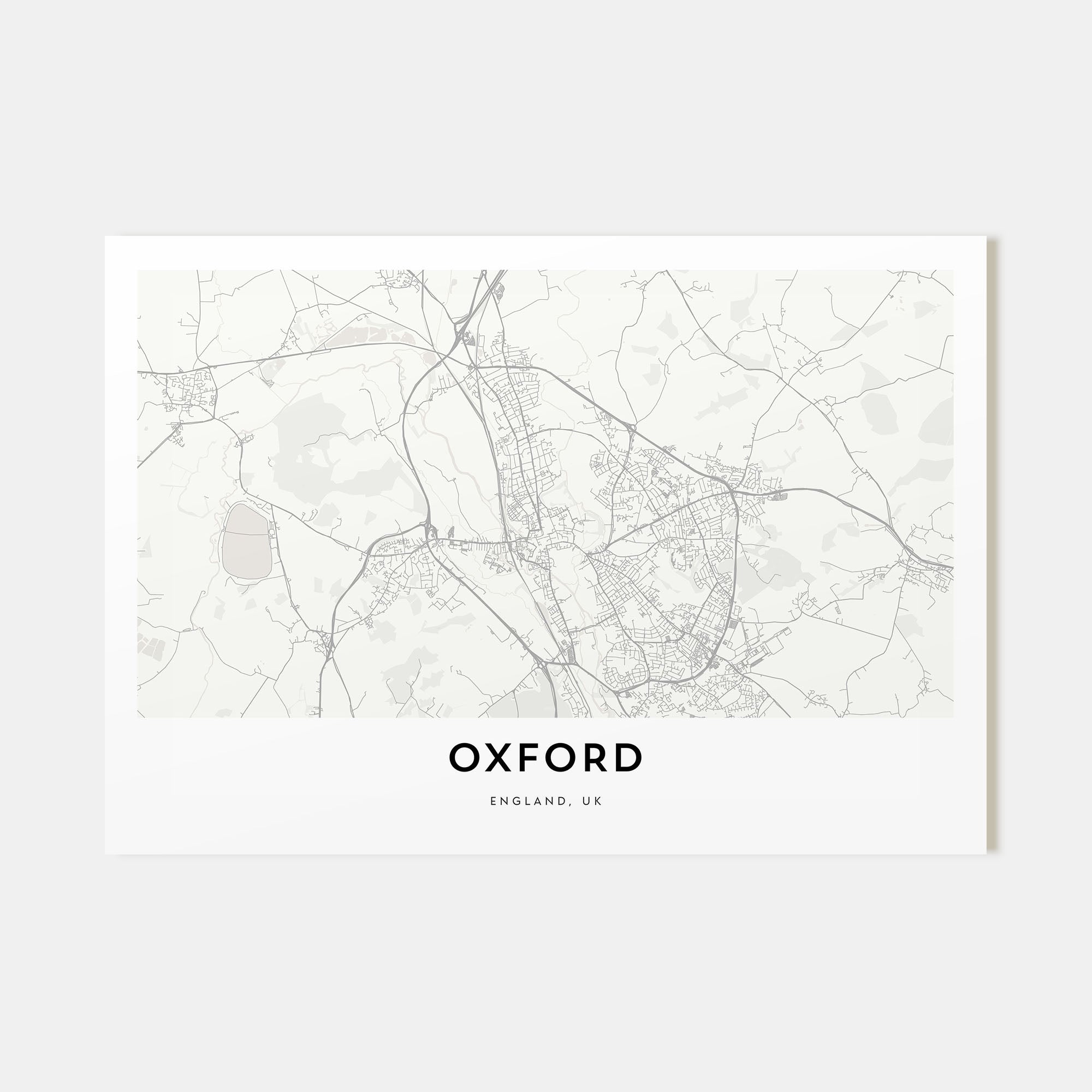 Oxford, England Map Landscape Poster