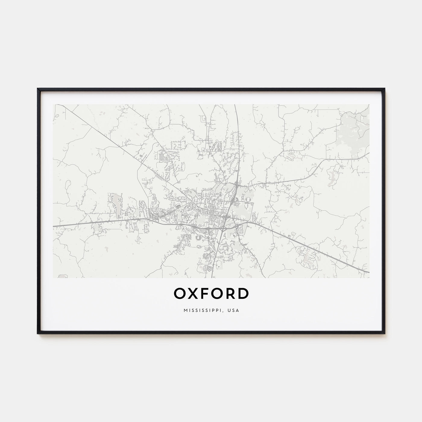 Oxford, Mississippi Map Landscape Poster