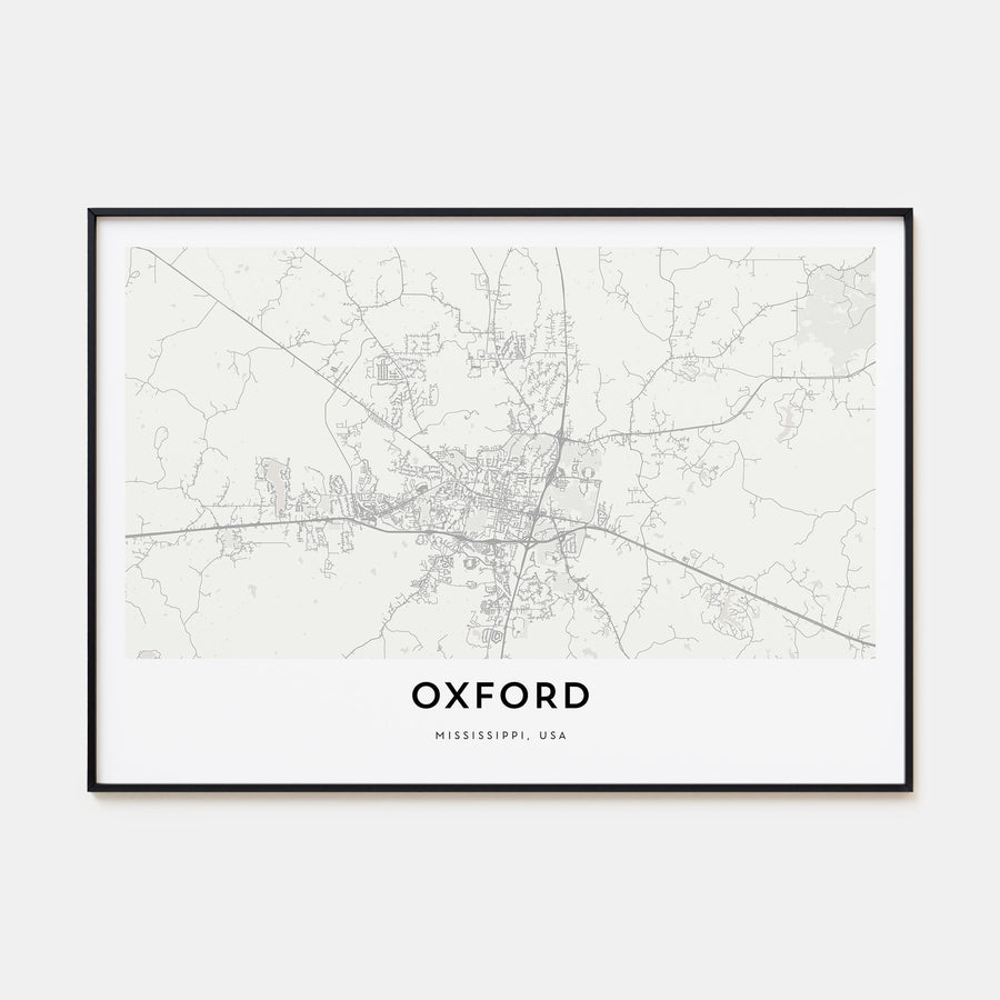 Oxford, Mississippi Map Landscape Poster