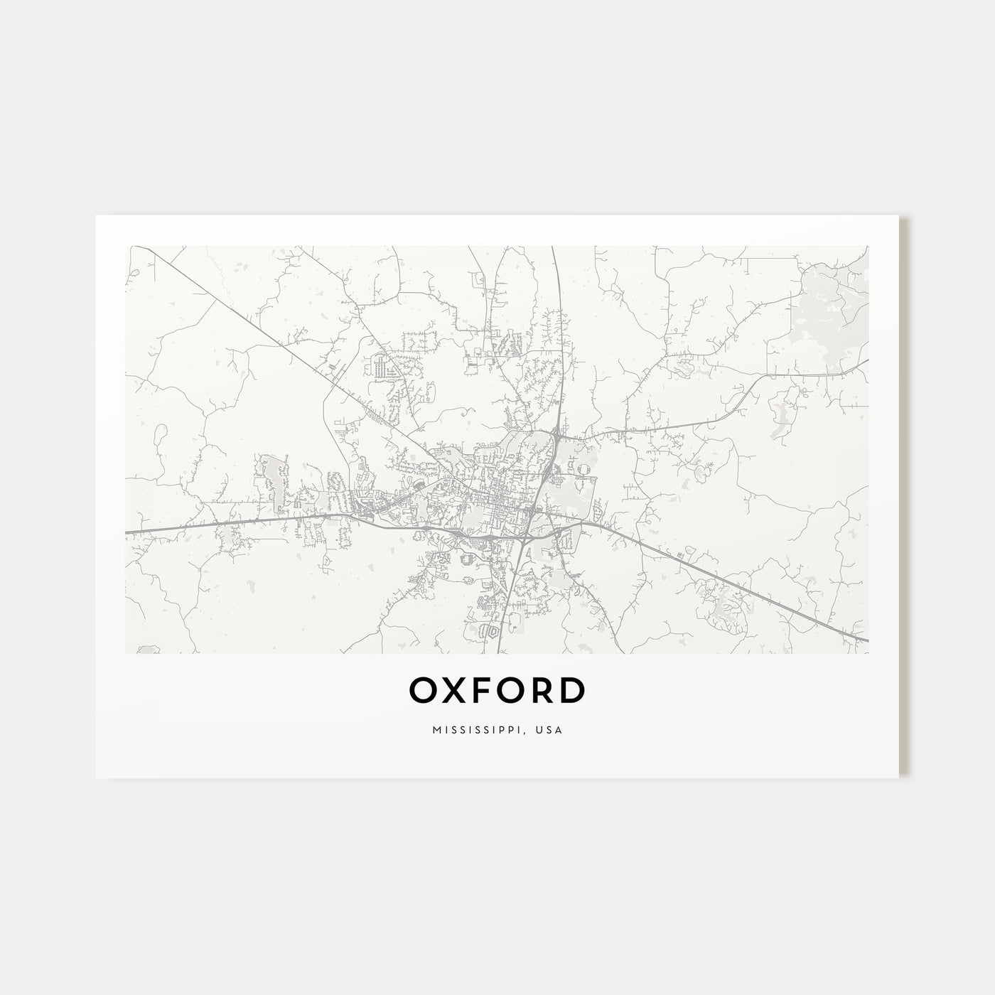 Oxford, Mississippi Map Landscape Poster