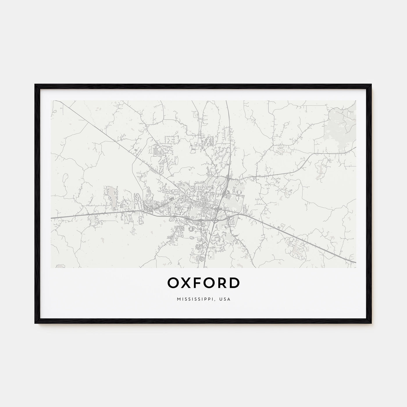 Oxford, Mississippi Map Landscape Poster