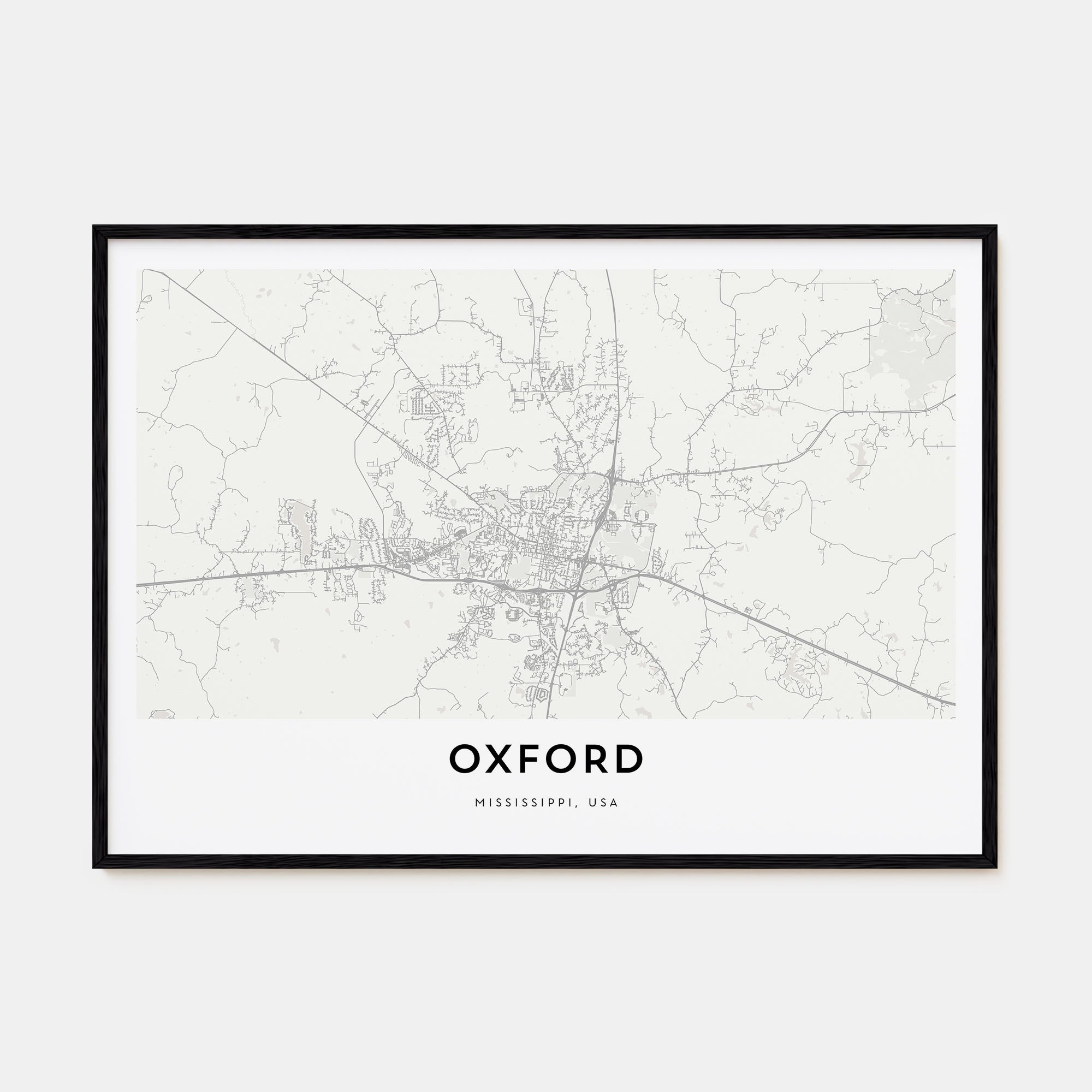 Oxford, Mississippi Map Landscape Poster