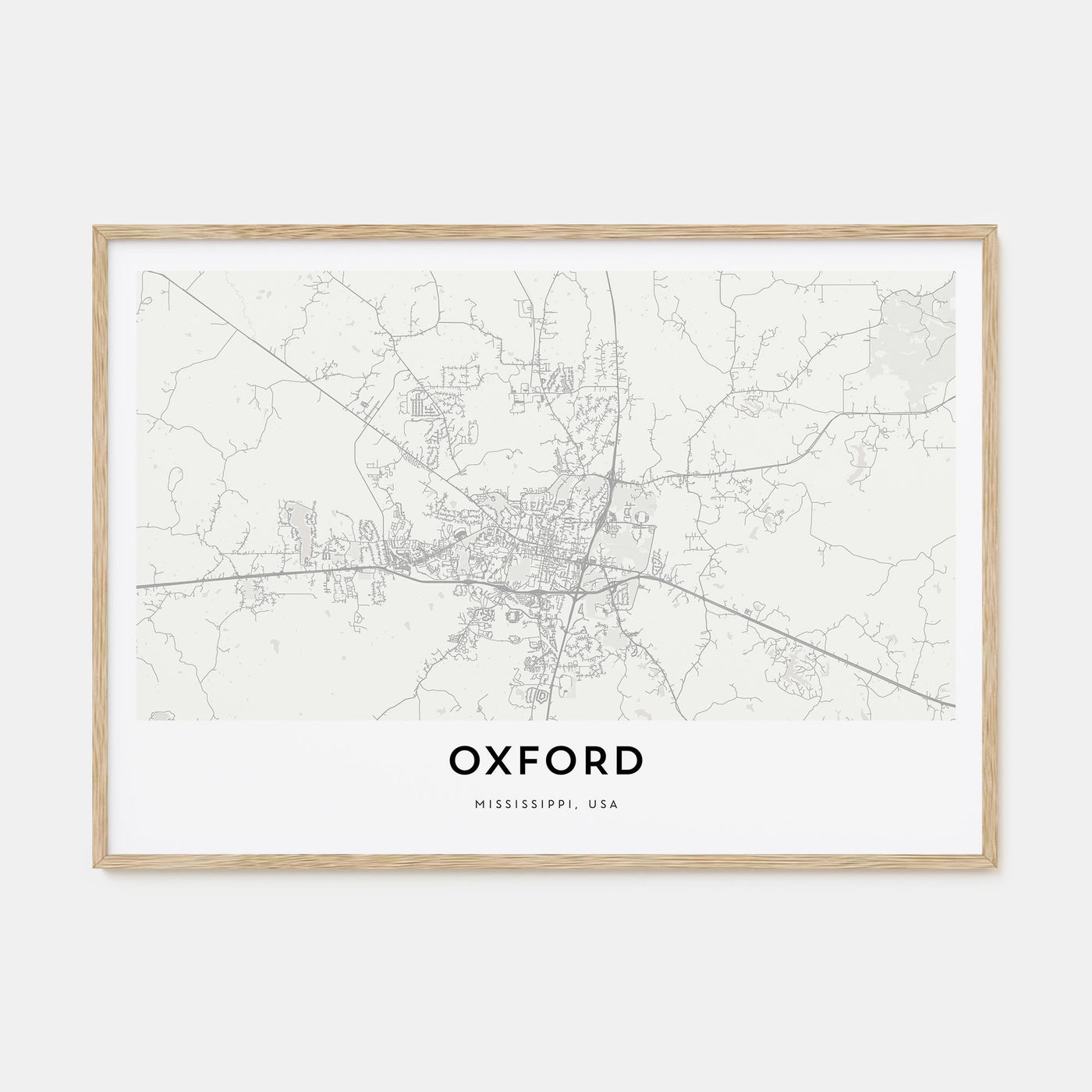Oxford, Mississippi Map Landscape Poster