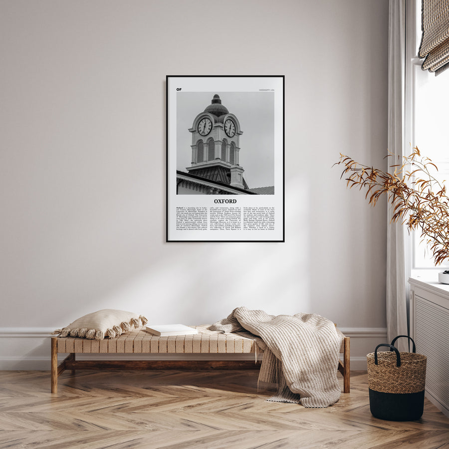 Oxford, Mississippi Travel B&W Poster