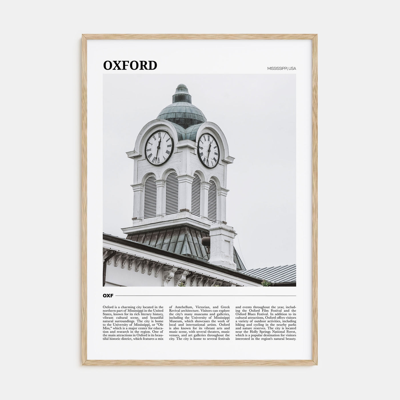Oxford, Mississippi Travel Color Poster