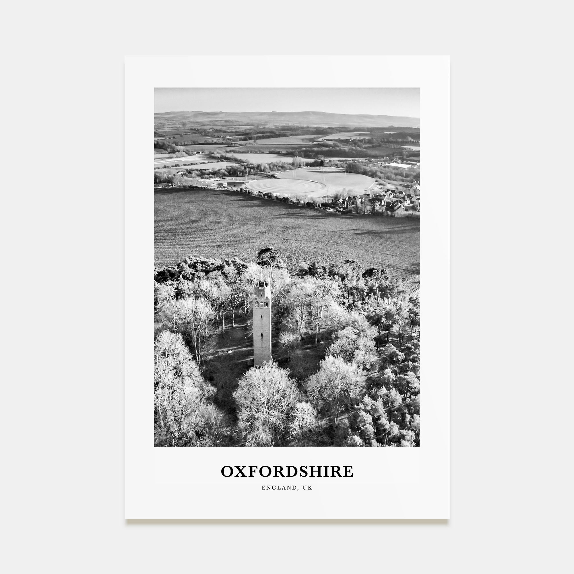Oxfordshire Portrait B&W Poster
