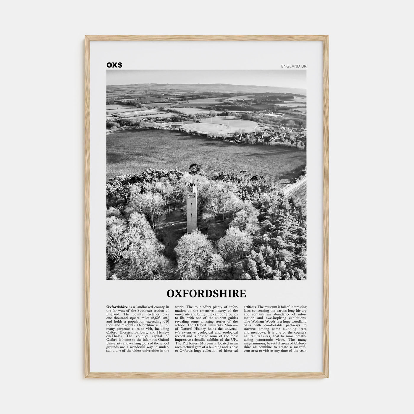 Oxfordshire Travel B&W Poster