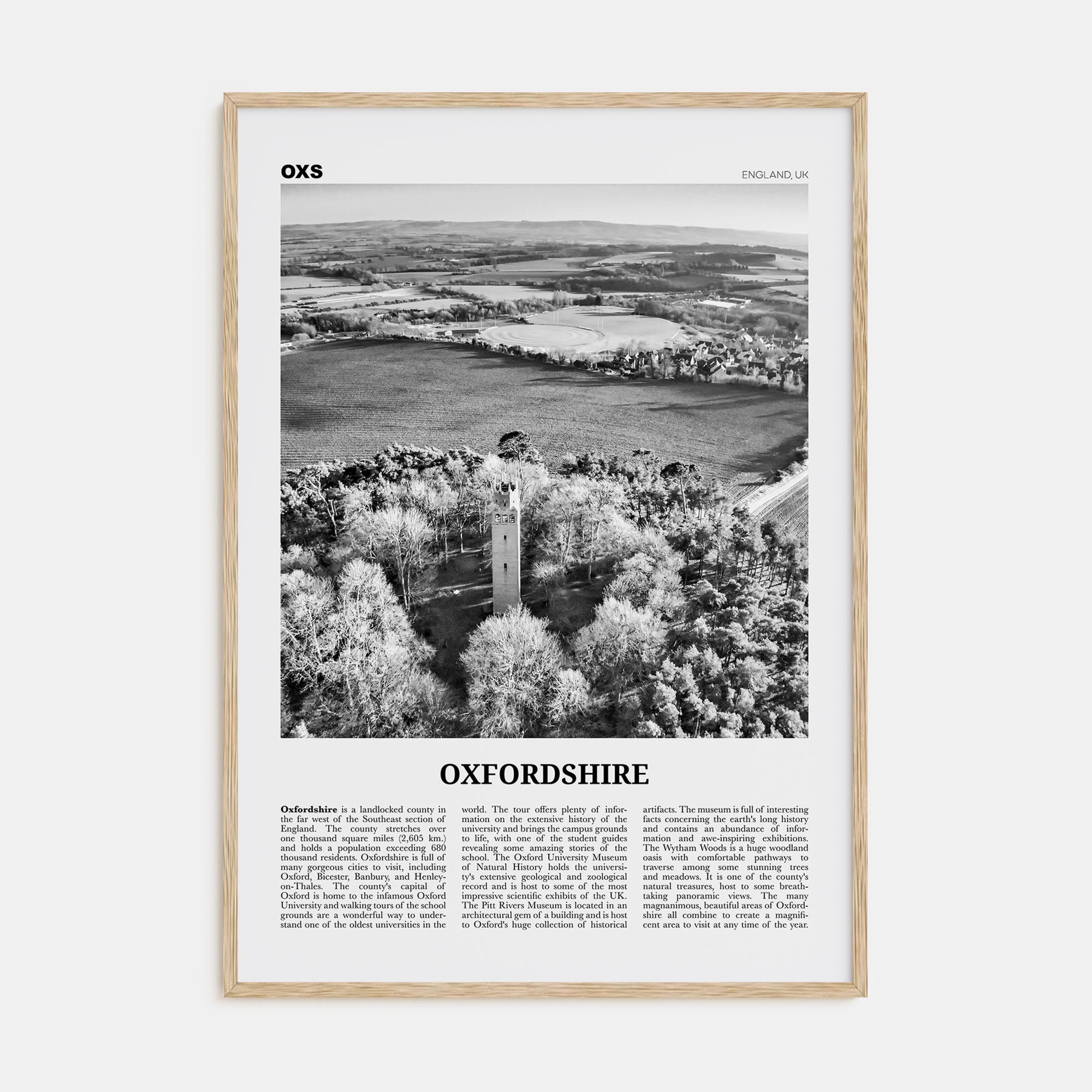 Oxfordshire Travel B&W Poster