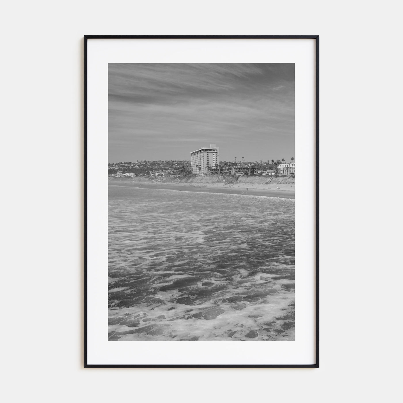 Pacific Beach Photo B&W Poster