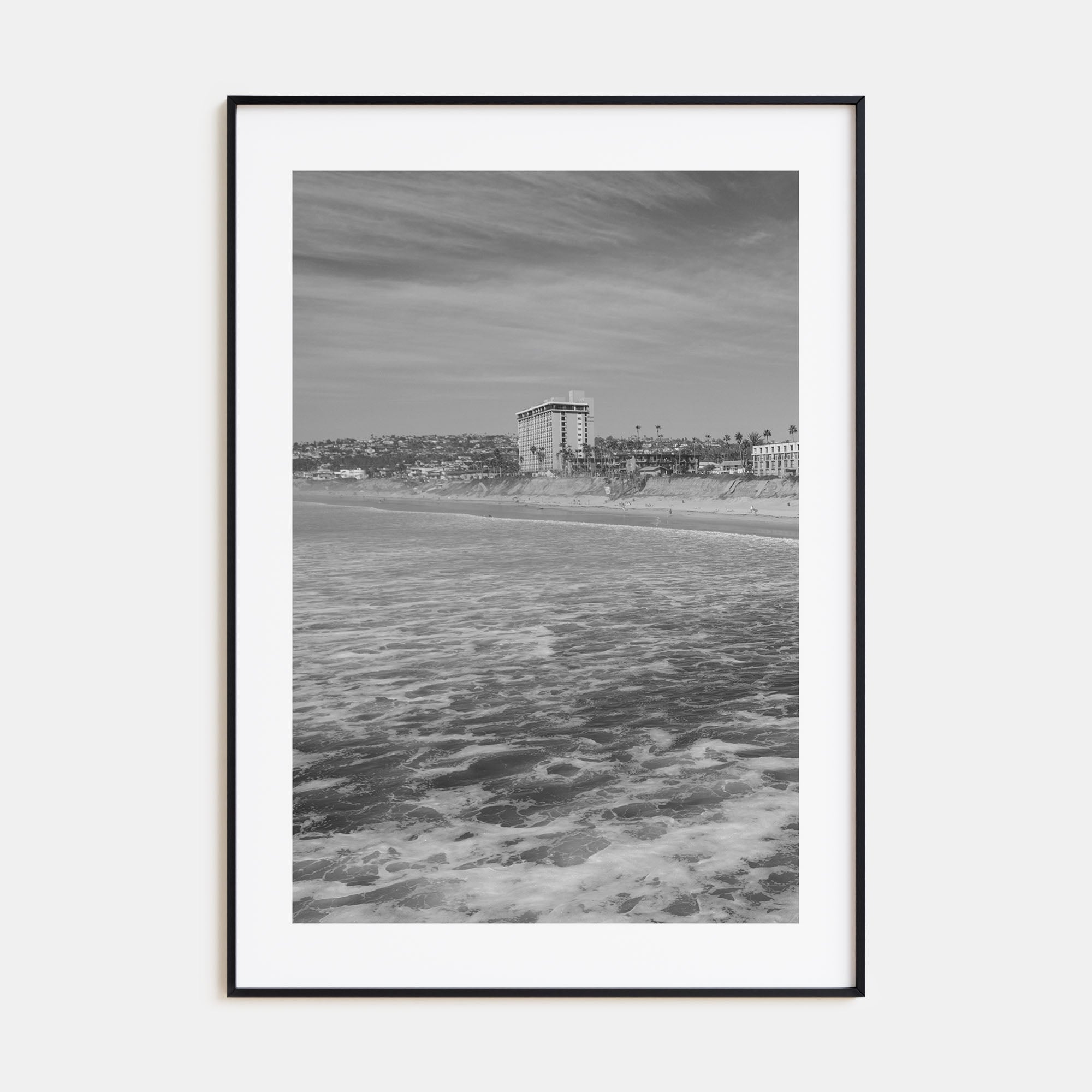 Pacific Beach Photo B&W Poster