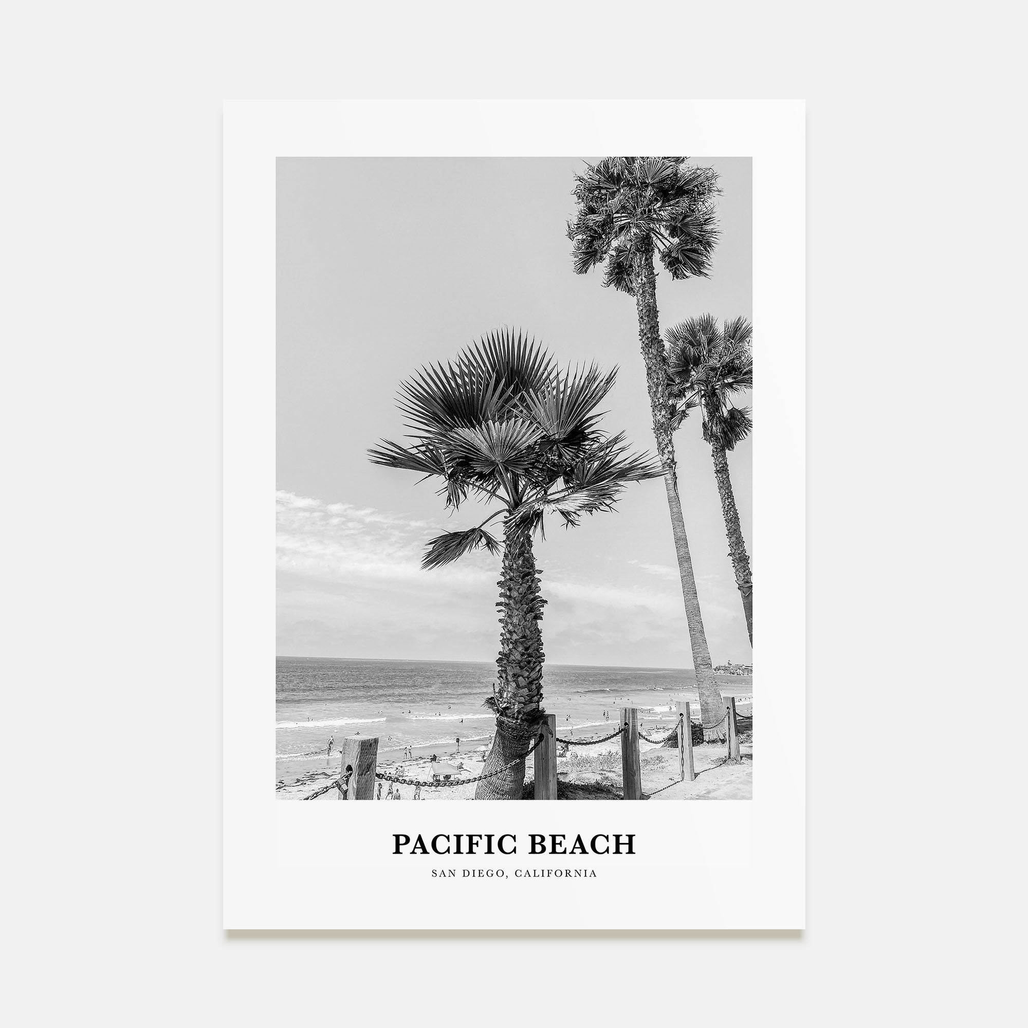 Pacific Beach Portrait B&W No 1 Poster