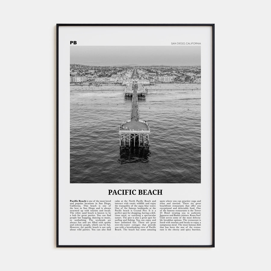 Pacific Beach Travel B&W No 1 Poster
