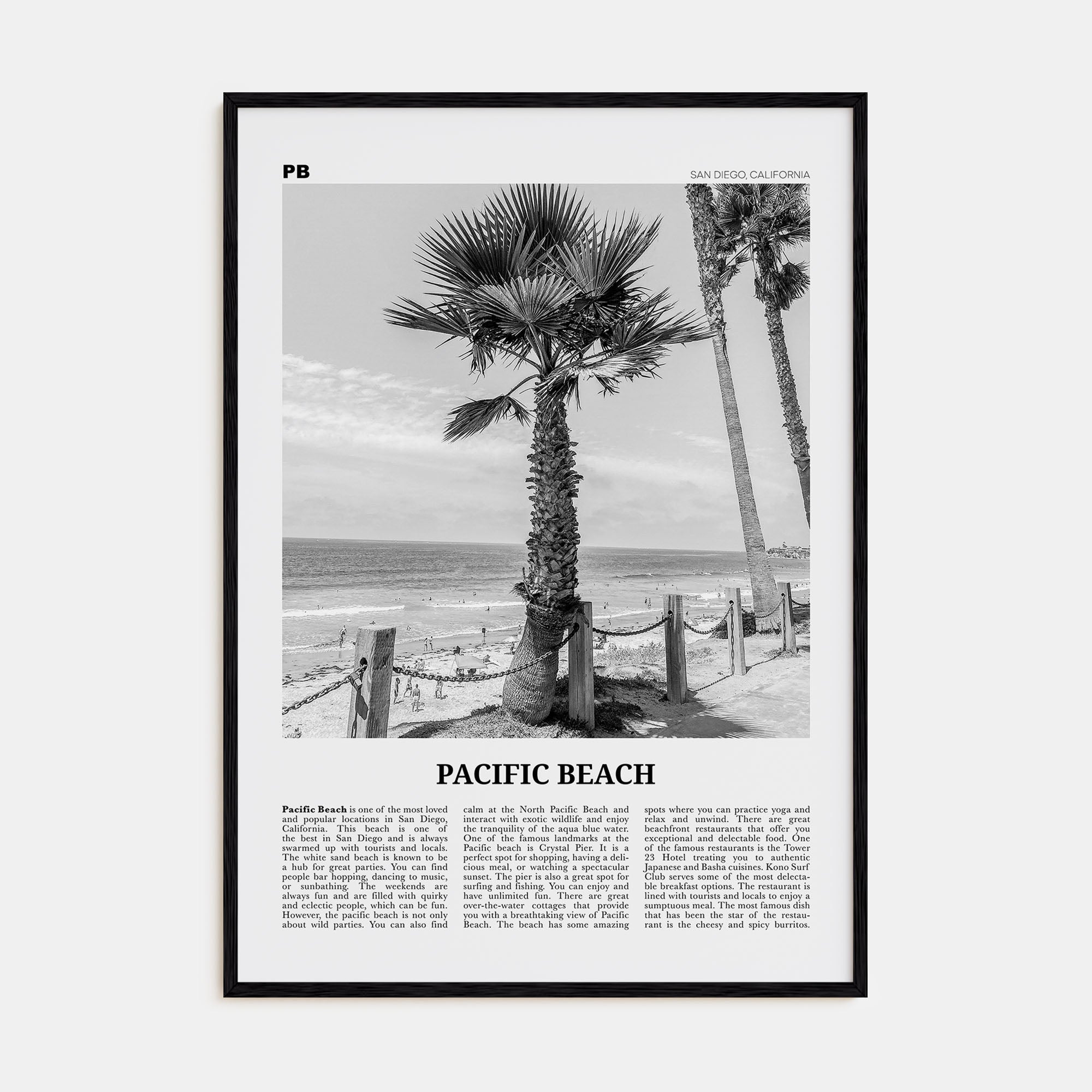 Pacific Beach Travel B&W No 2 Poster