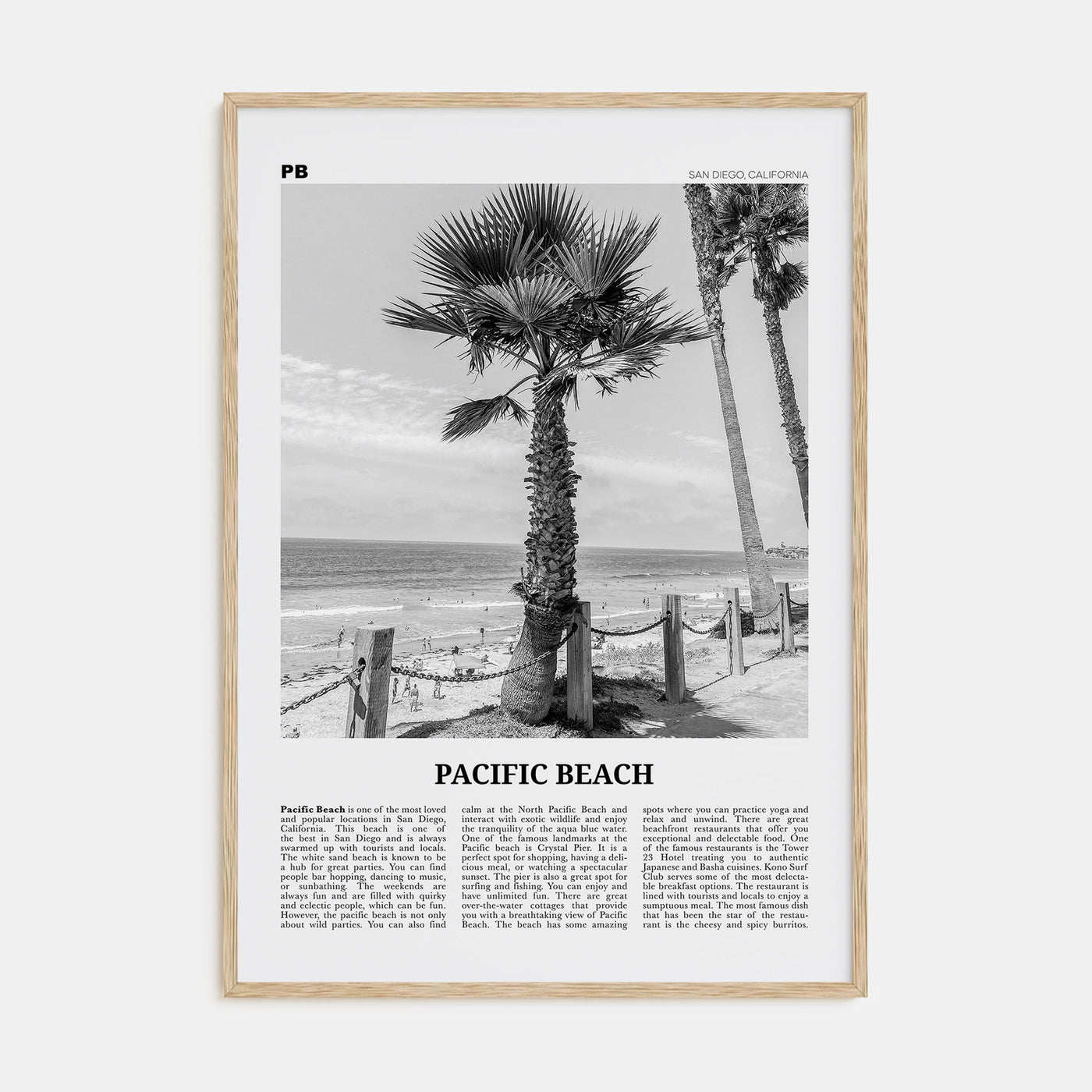 Pacific Beach Travel B&W No 2 Poster