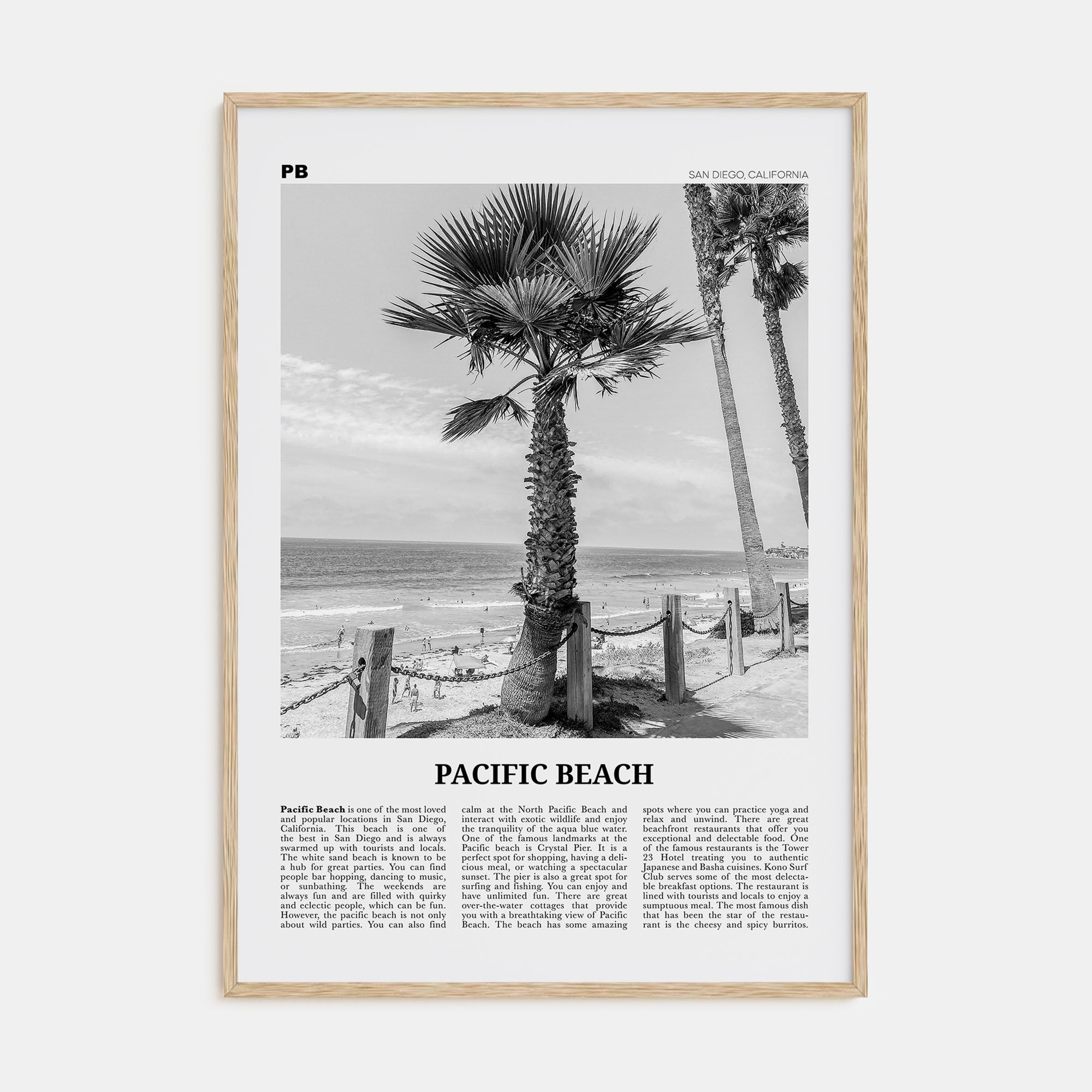 Pacific Beach Travel B&W No 2 Poster