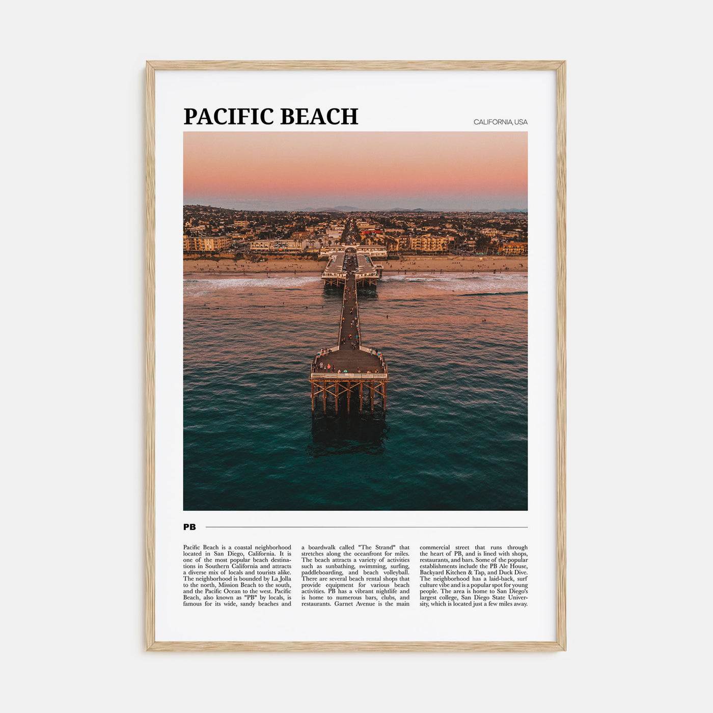 Pacific Beach Travel Color Poster
