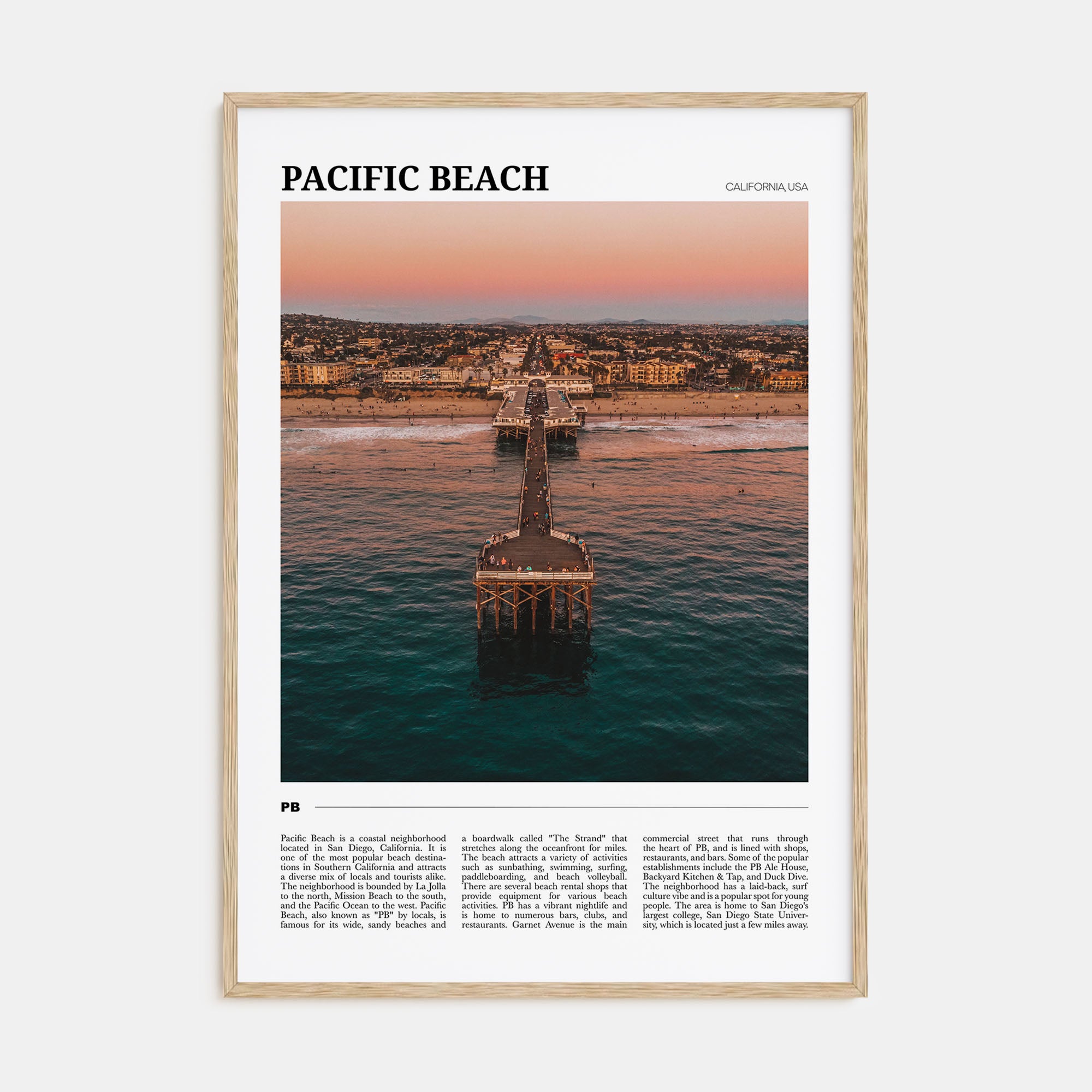 Pacific Beach Travel Color Poster