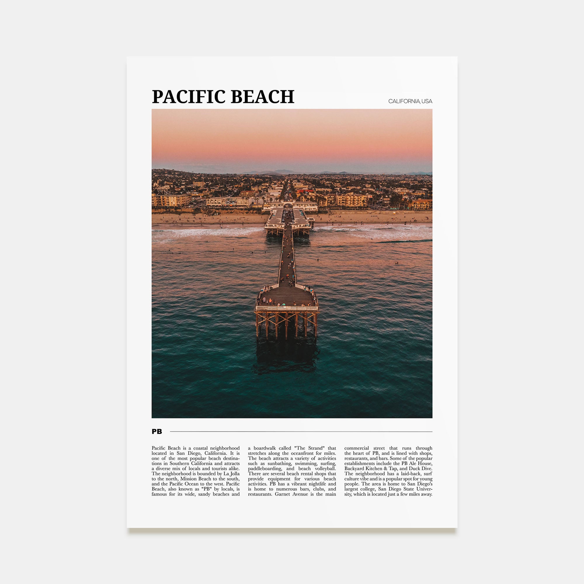 Pacific Beach Travel Color Poster