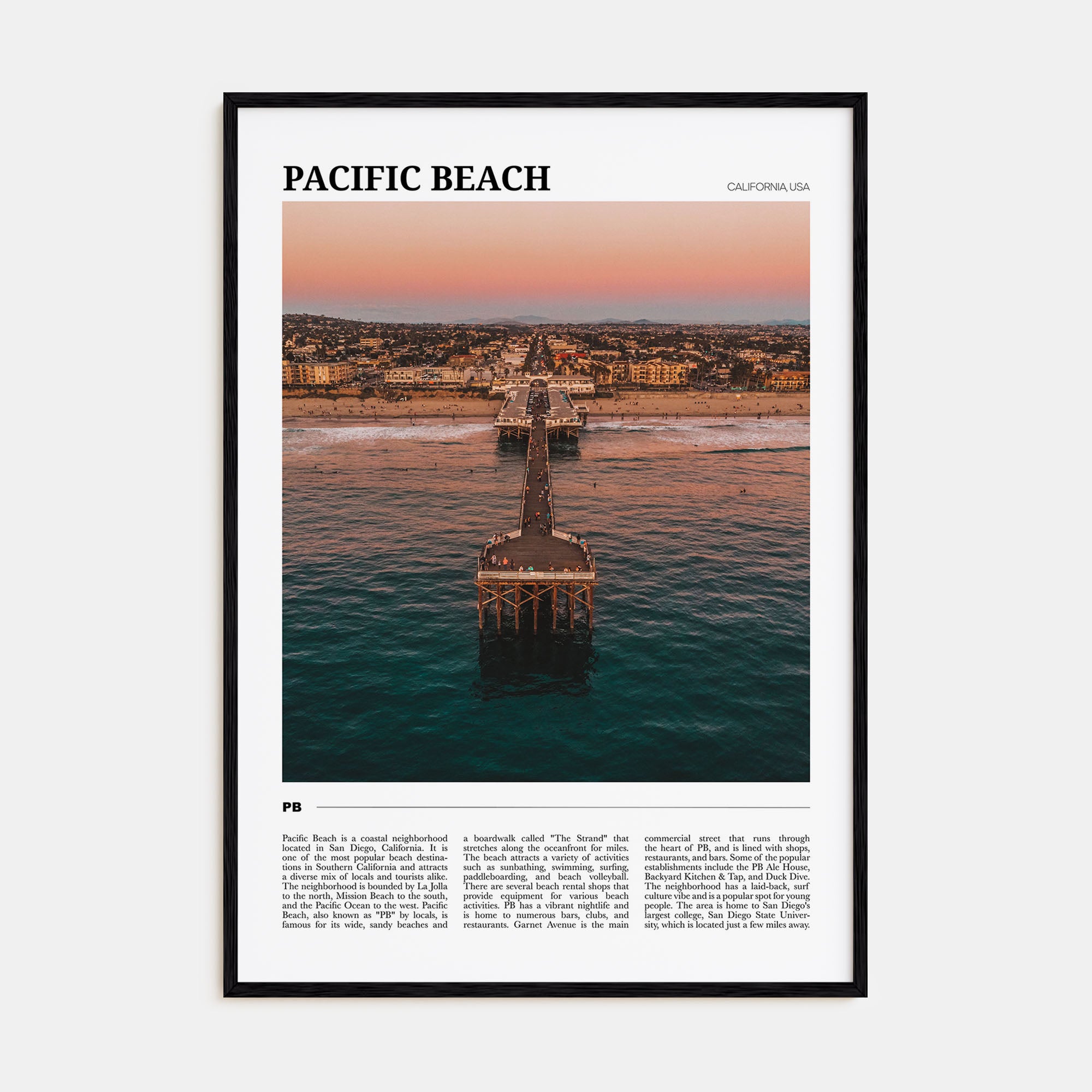 Pacific Beach Travel Color Poster