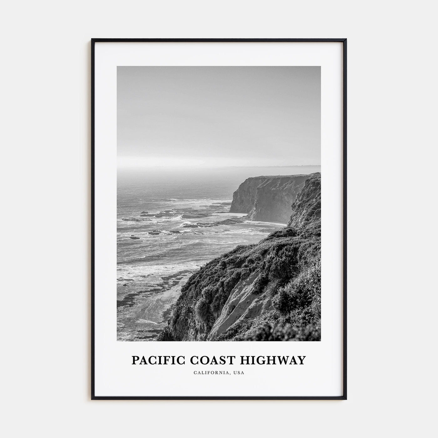 Pacific Coast Highway Portrait B&W Poster