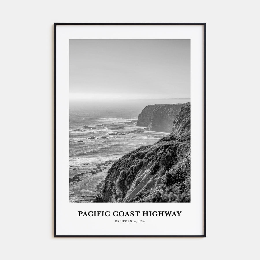 Pacific Coast Highway Portrait B&W Poster