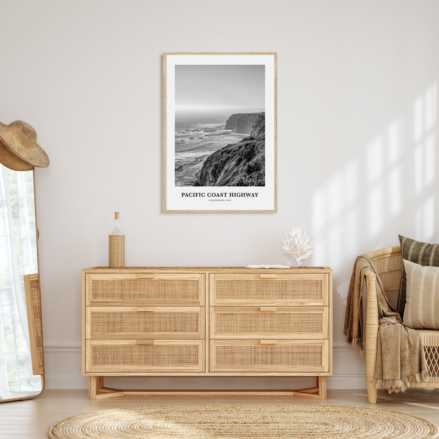 Pacific Coast Highway Portrait B&W Poster
