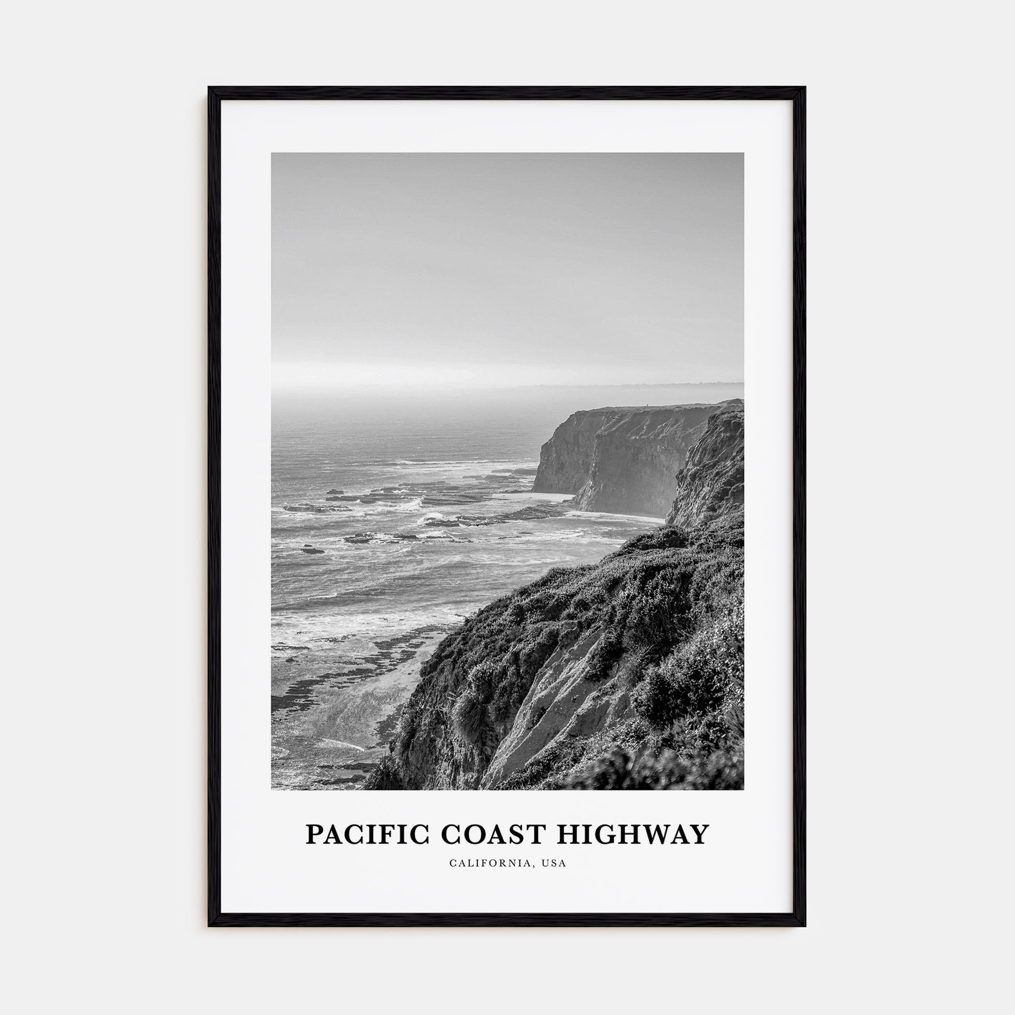 Pacific Coast Highway Portrait B&W Poster