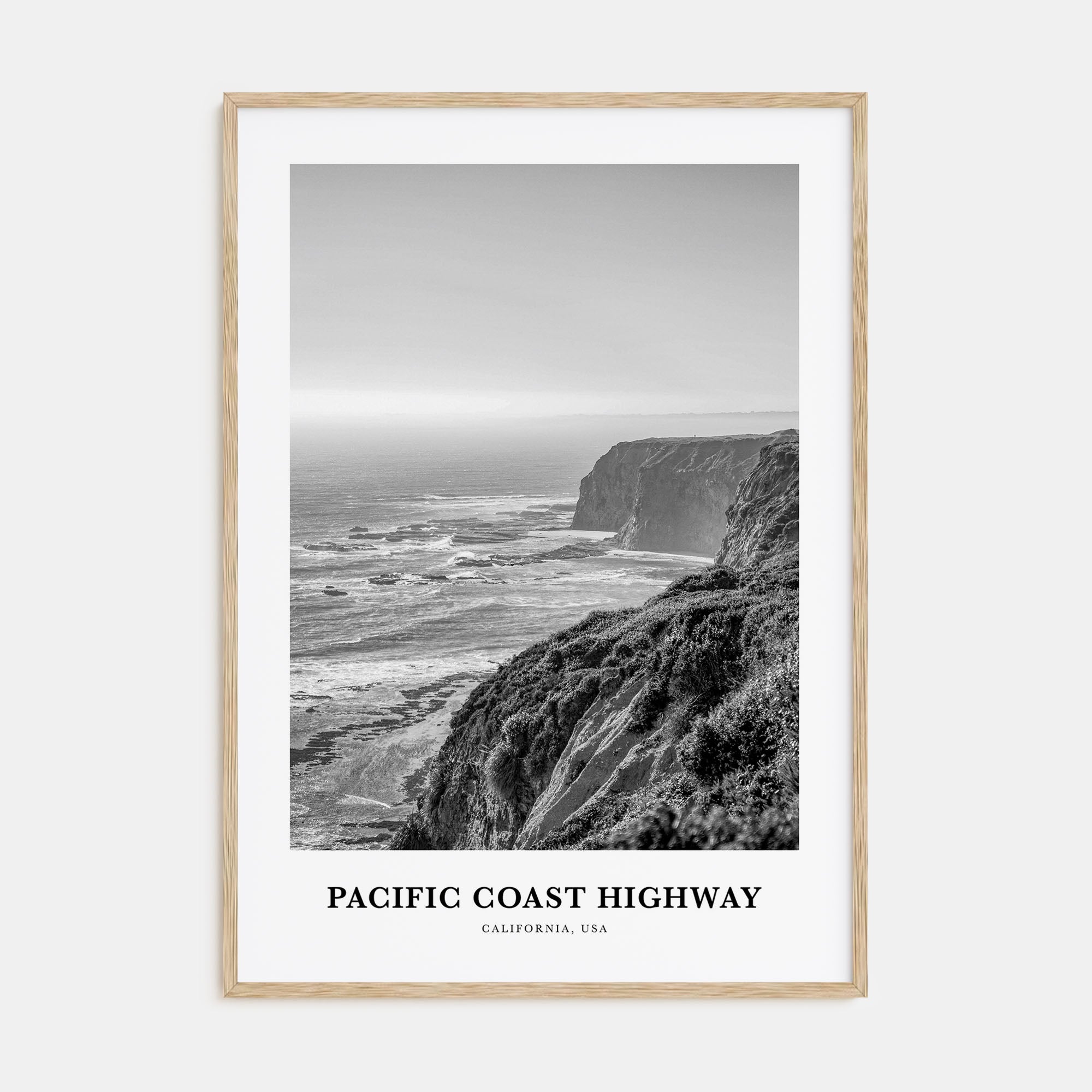 Pacific Coast Highway Portrait B&W Poster