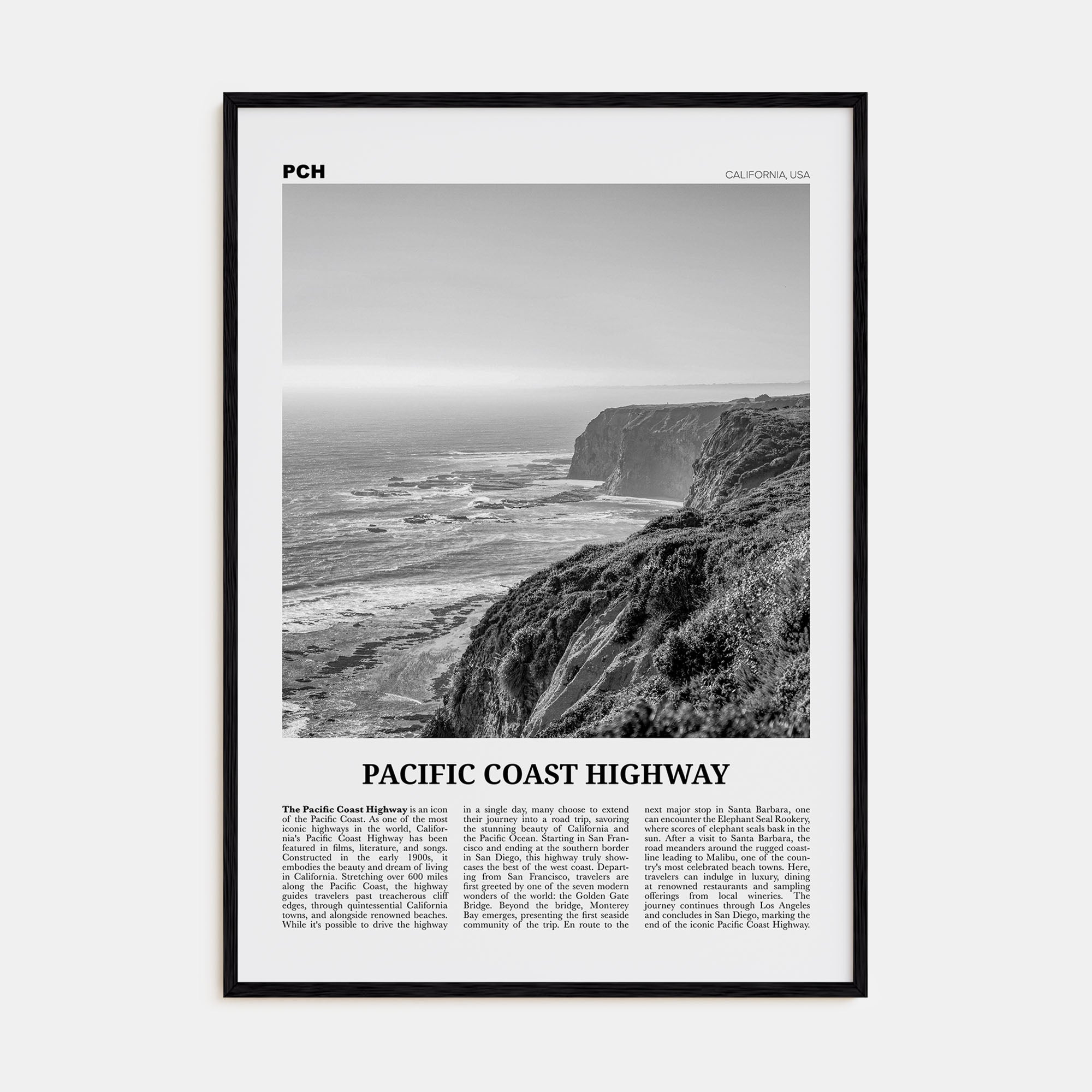 Pacific Coast Highway Travel B&W No 1 Poster