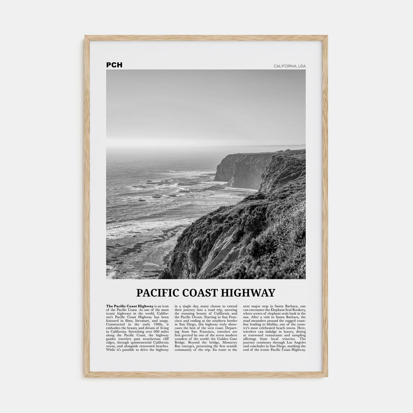 Pacific Coast Highway Travel B&W No 1 Poster