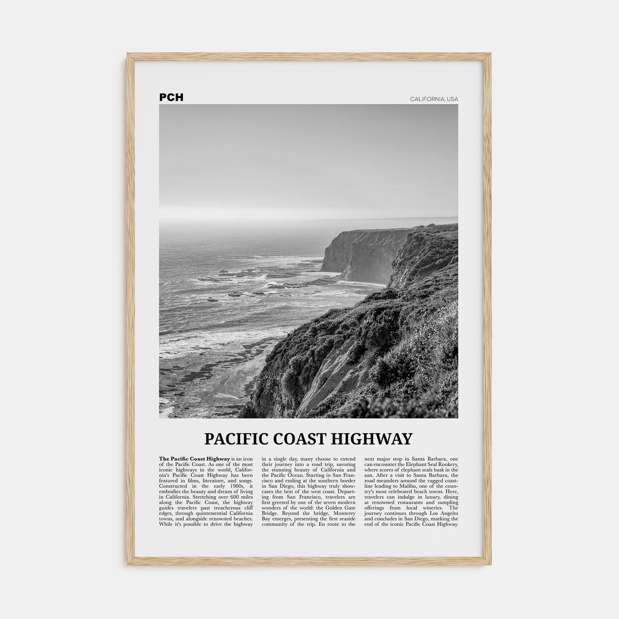 Pacific Coast Highway Travel B&W No 1 Poster
