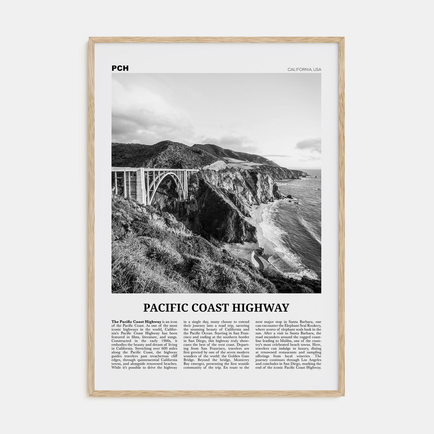 Pacific Coast Highway Travel B&W No 2 Poster