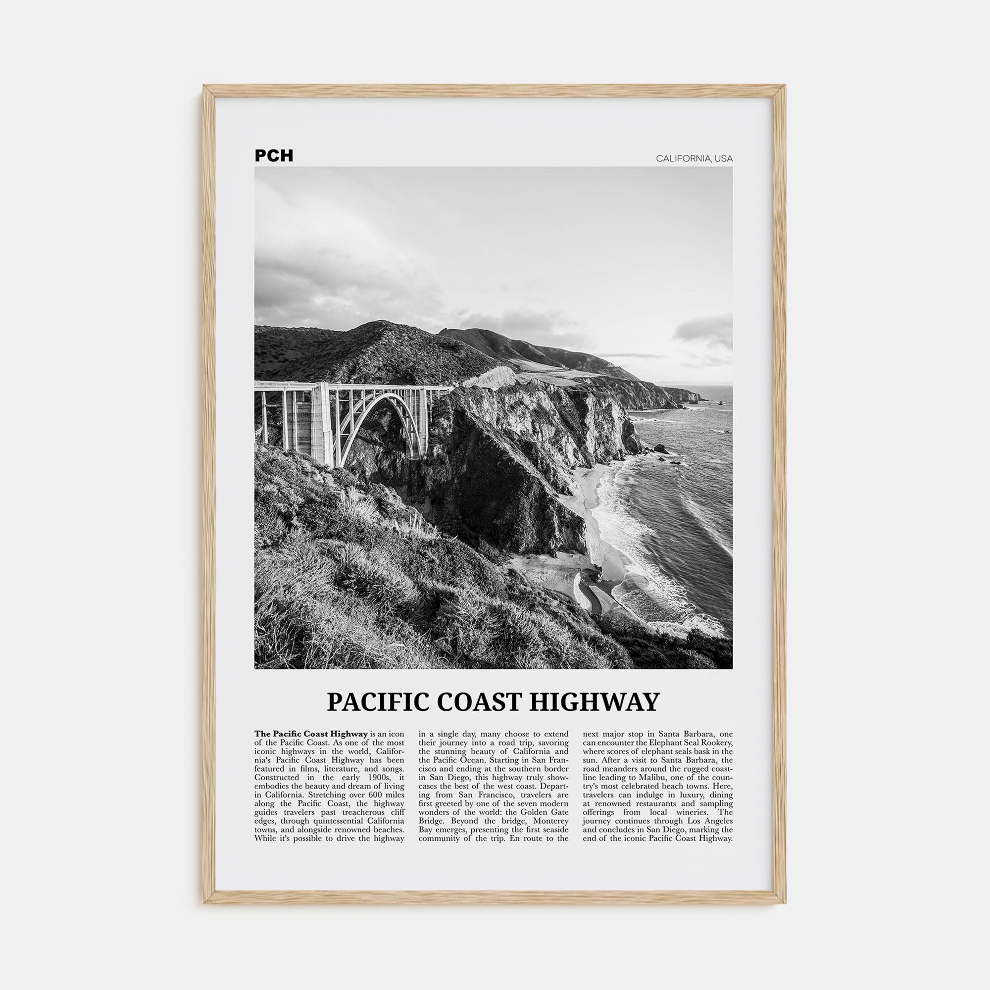 Pacific Coast Highway Travel B&W No 2 Poster