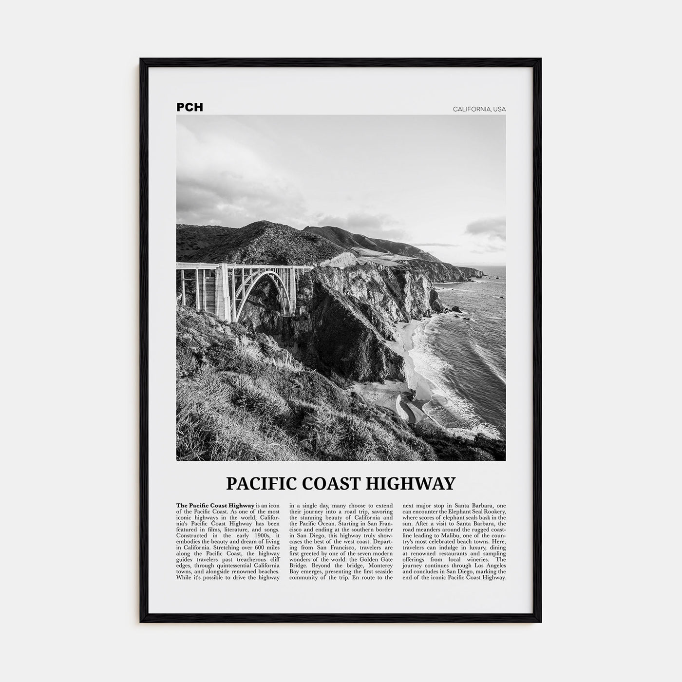 Pacific Coast Highway Travel B&W No 2 Poster