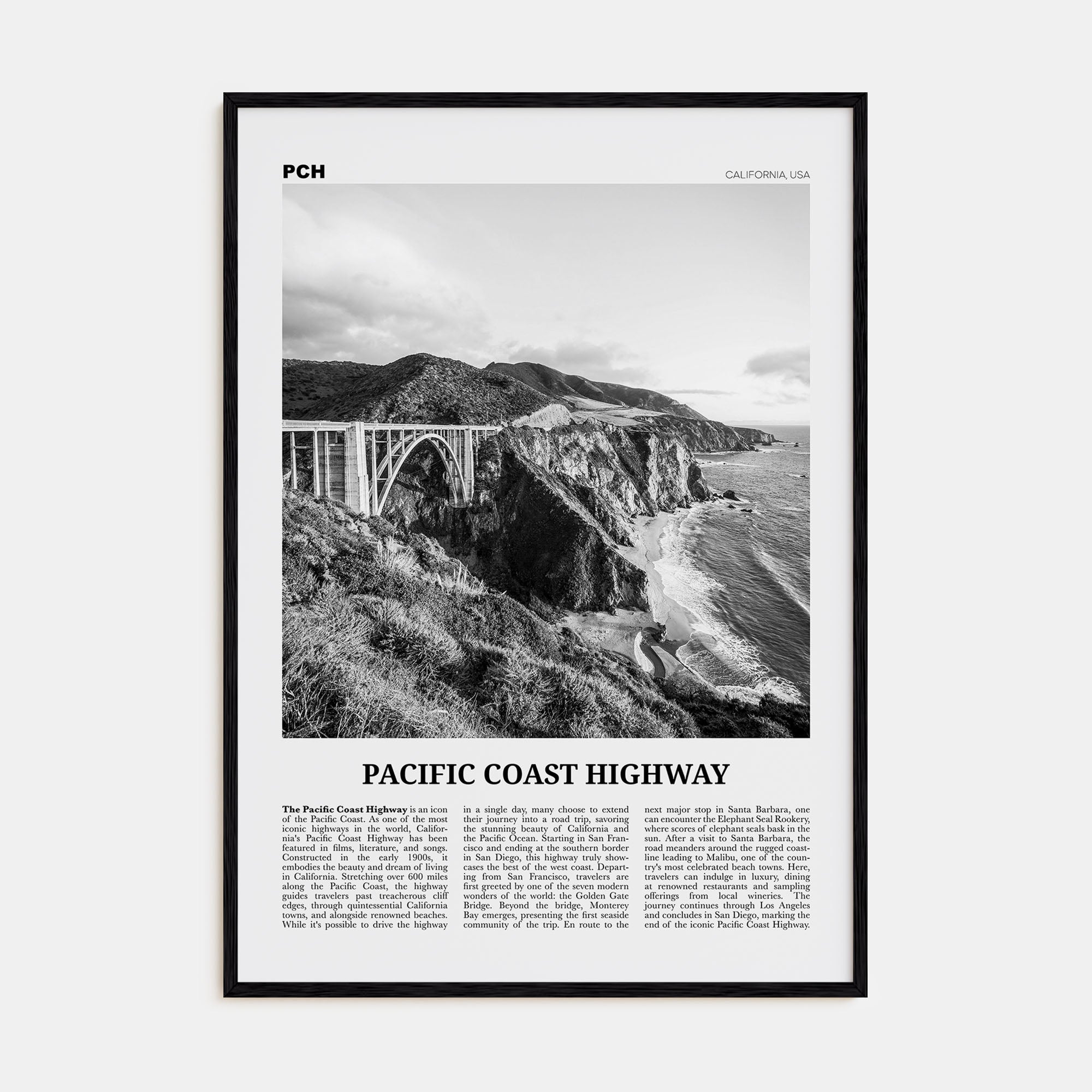 Pacific Coast Highway Travel B&W No 2 Poster