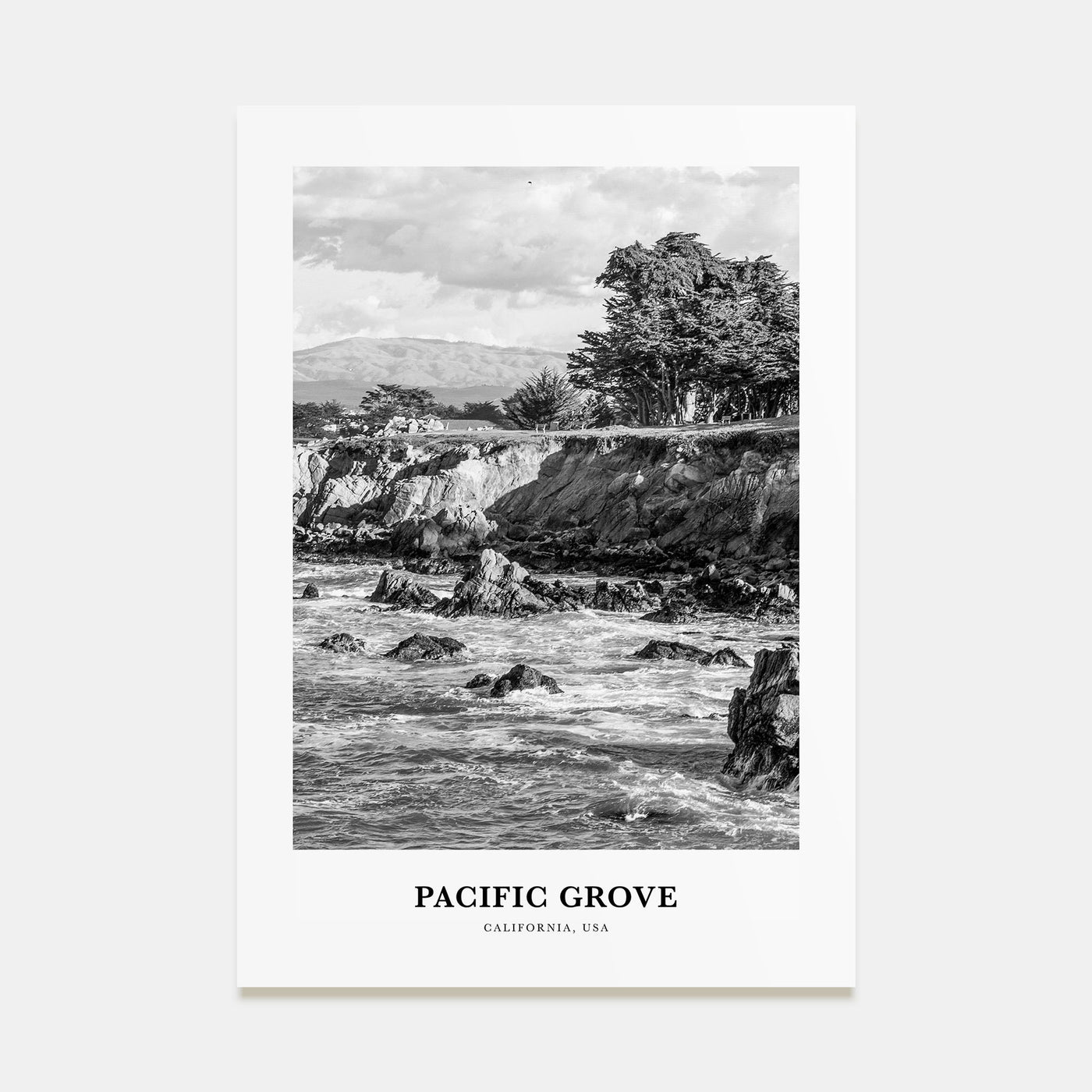 Pacific Grove Portrait B&W Poster