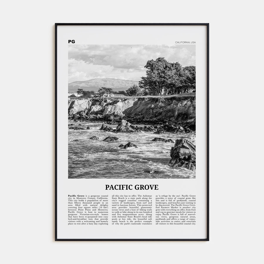 Pacific Grove Travel B&W Poster