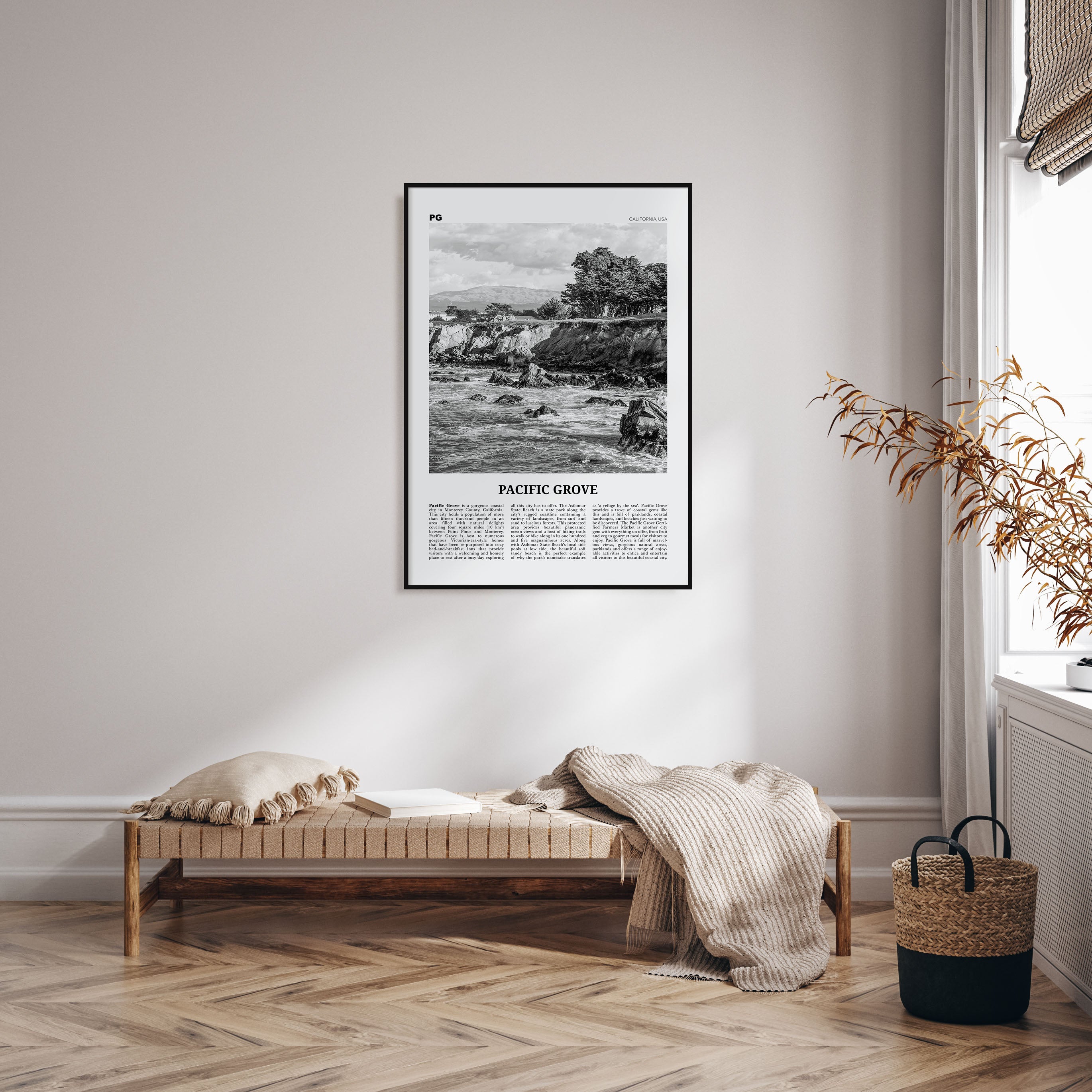 Pacific Grove Travel B&W Poster