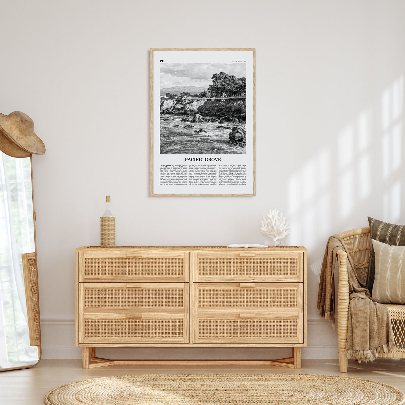 Pacific Grove Travel B&W Poster