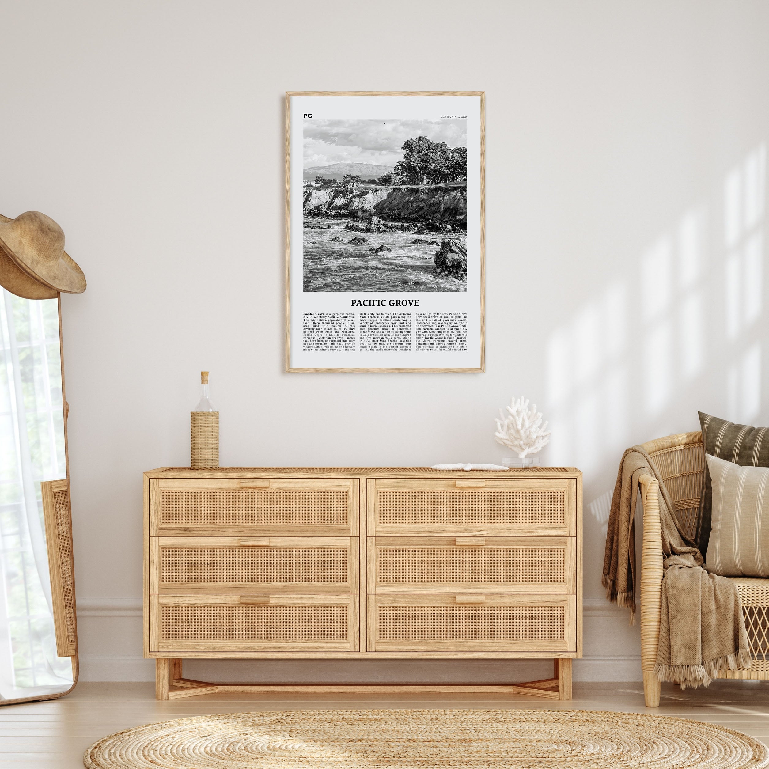 Pacific Grove Travel B&W Poster