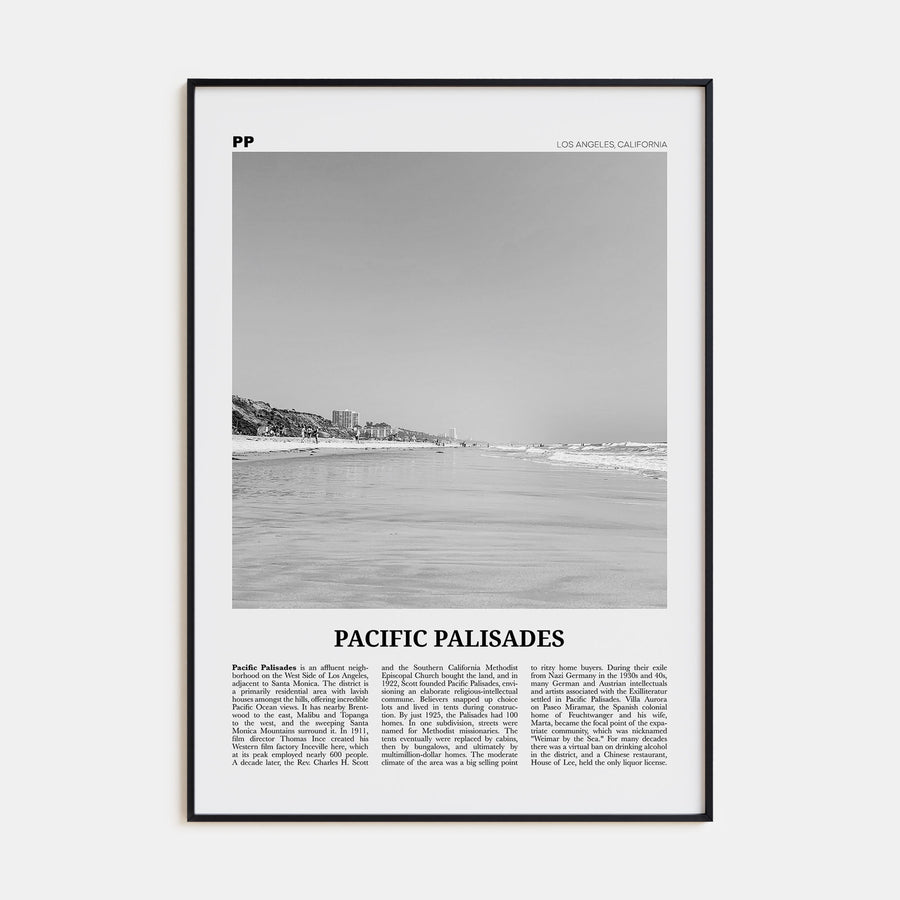 Pacific Palisades Travel B&W Poster