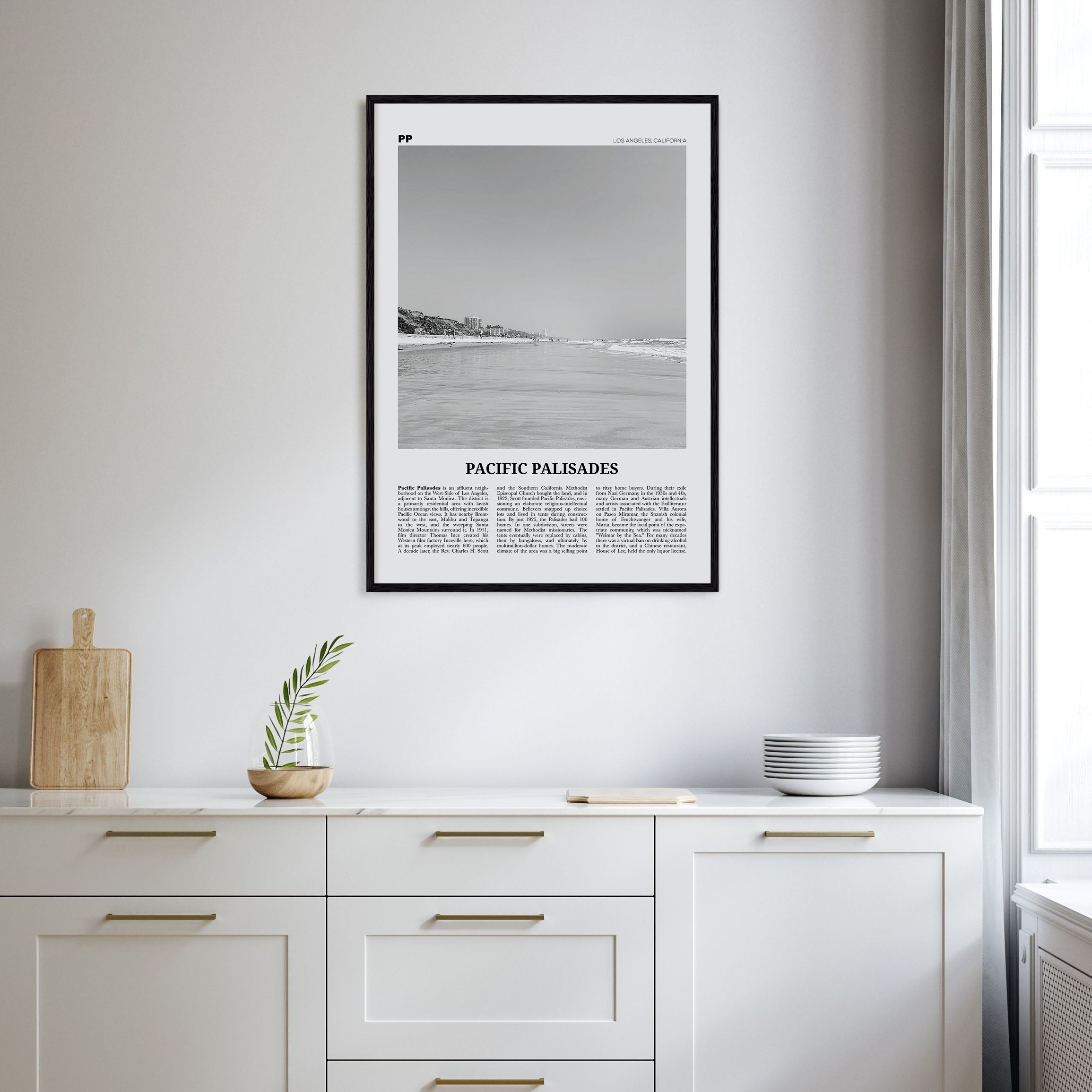 Pacific Palisades Travel B&W Poster
