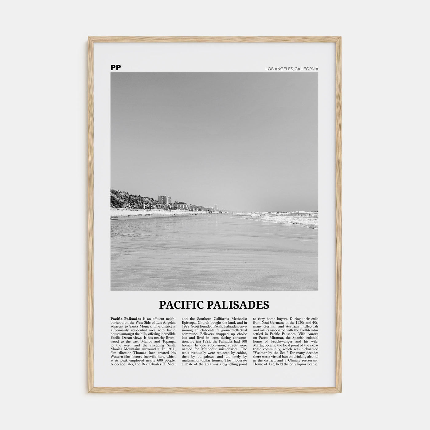 Pacific Palisades Travel B&W Poster