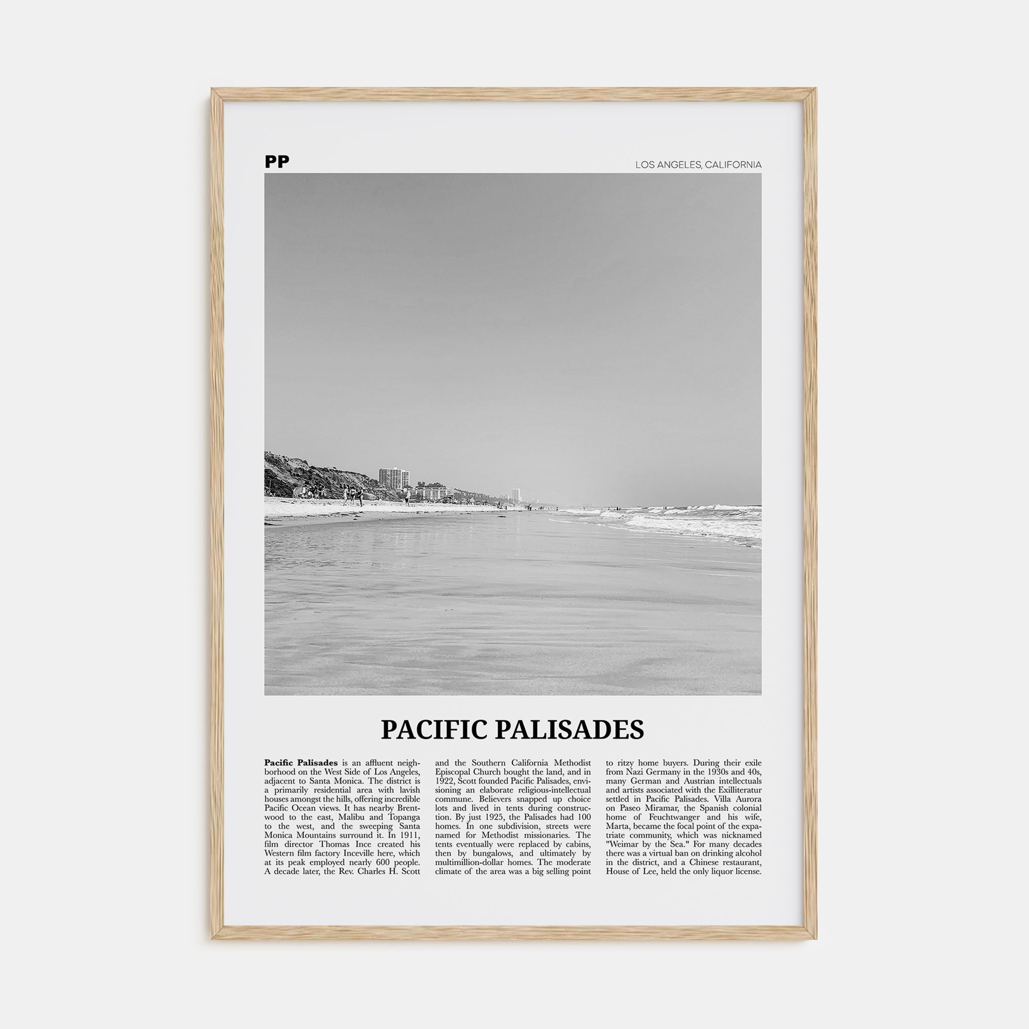 Pacific Palisades Travel B&W Poster