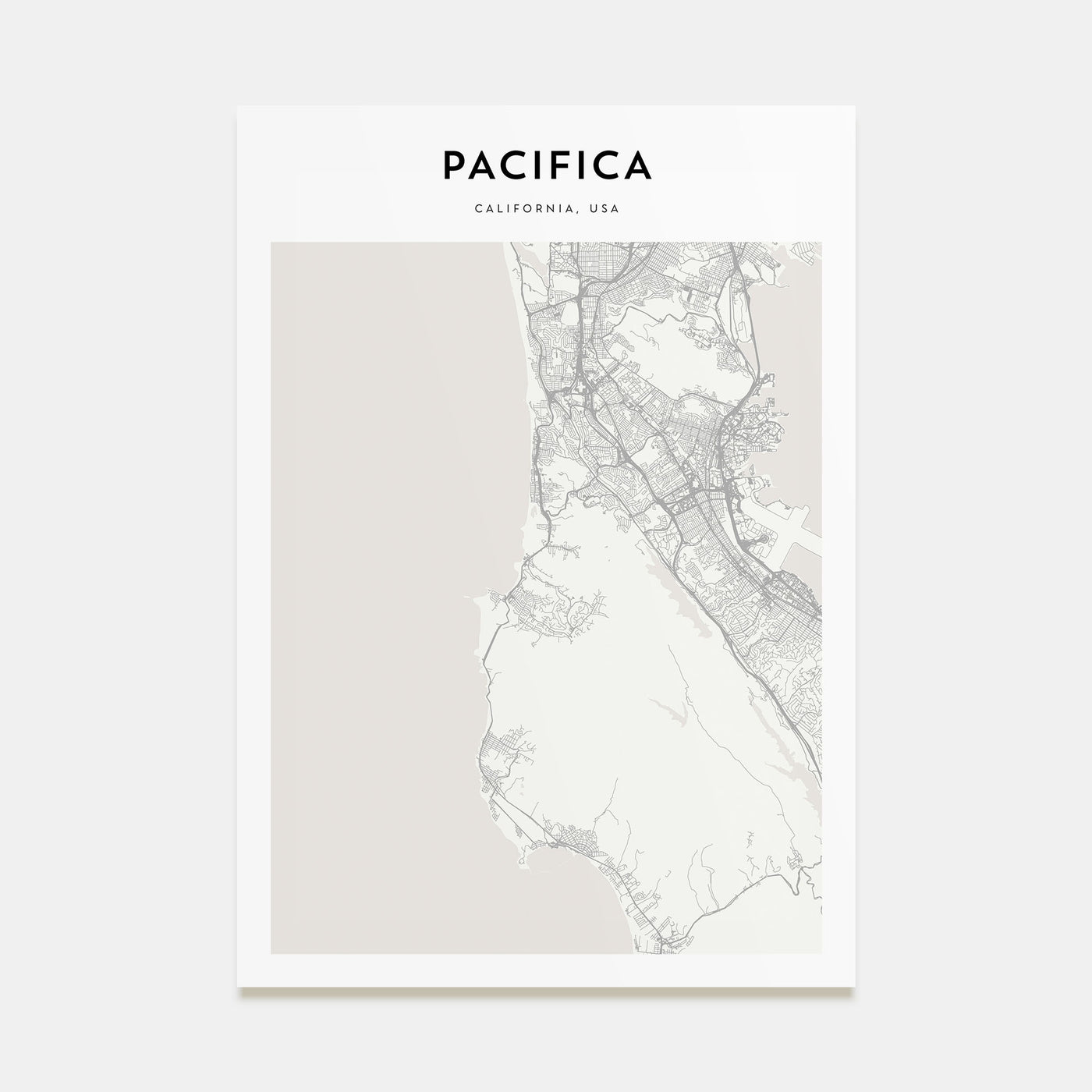 Pacifica Map Portrait Poster