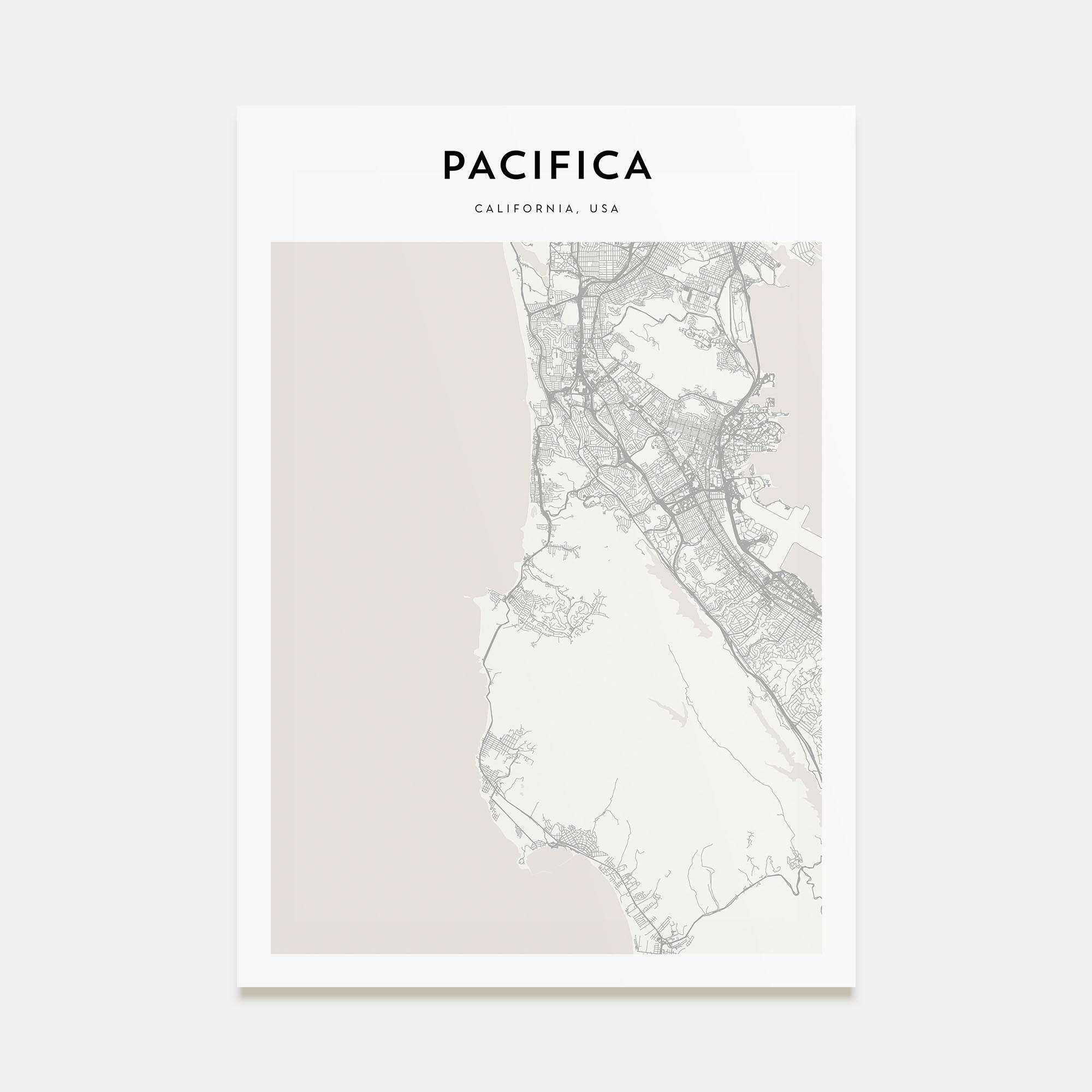 Pacifica Map Portrait Poster