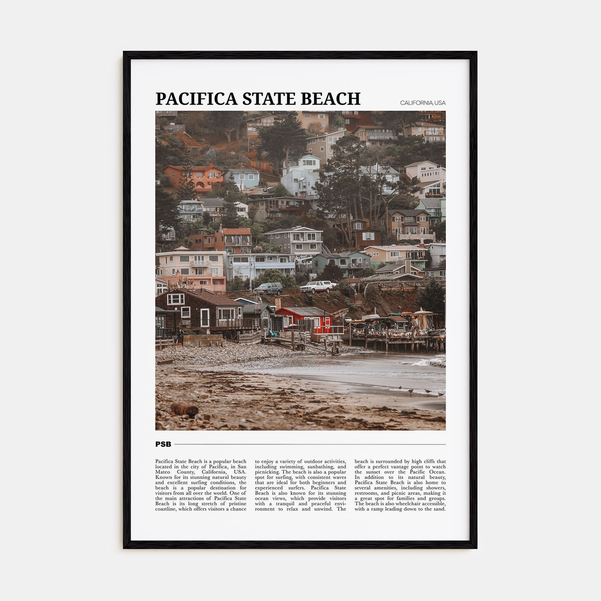 Pacifica State Beach Travel Color Poster