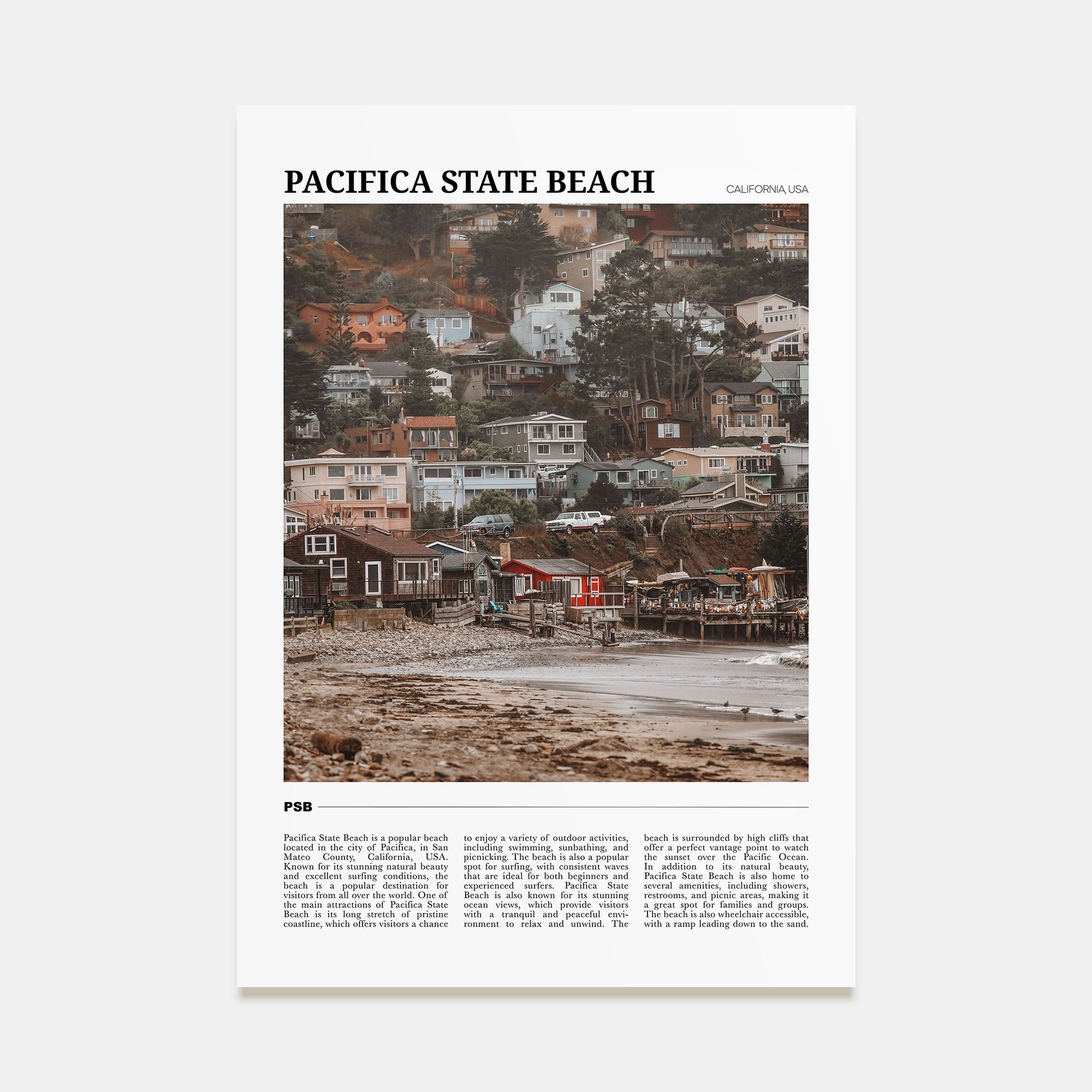 Pacifica State Beach Travel Color Poster